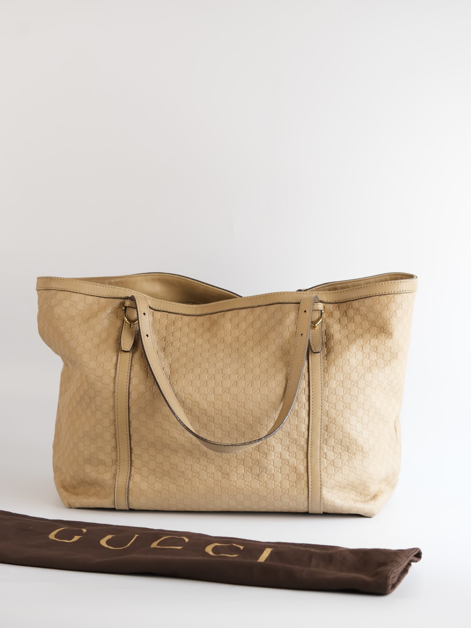 Microguccissima Leather Tote Bag in Beige | Purse Maison Luxury Bags Shop