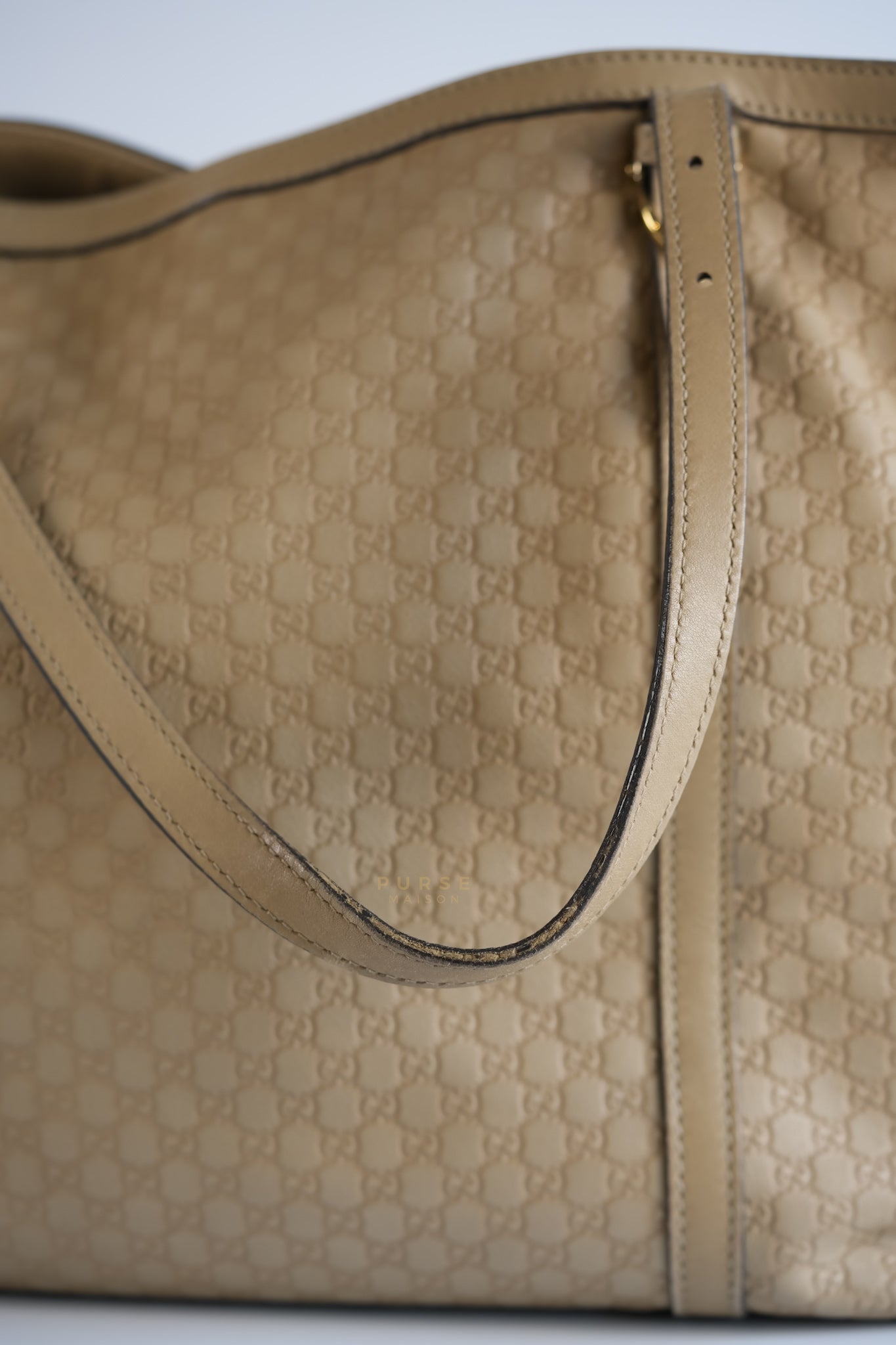 Microguccissima Leather Tote Bag in Beige | Purse Maison Luxury Bags Shop