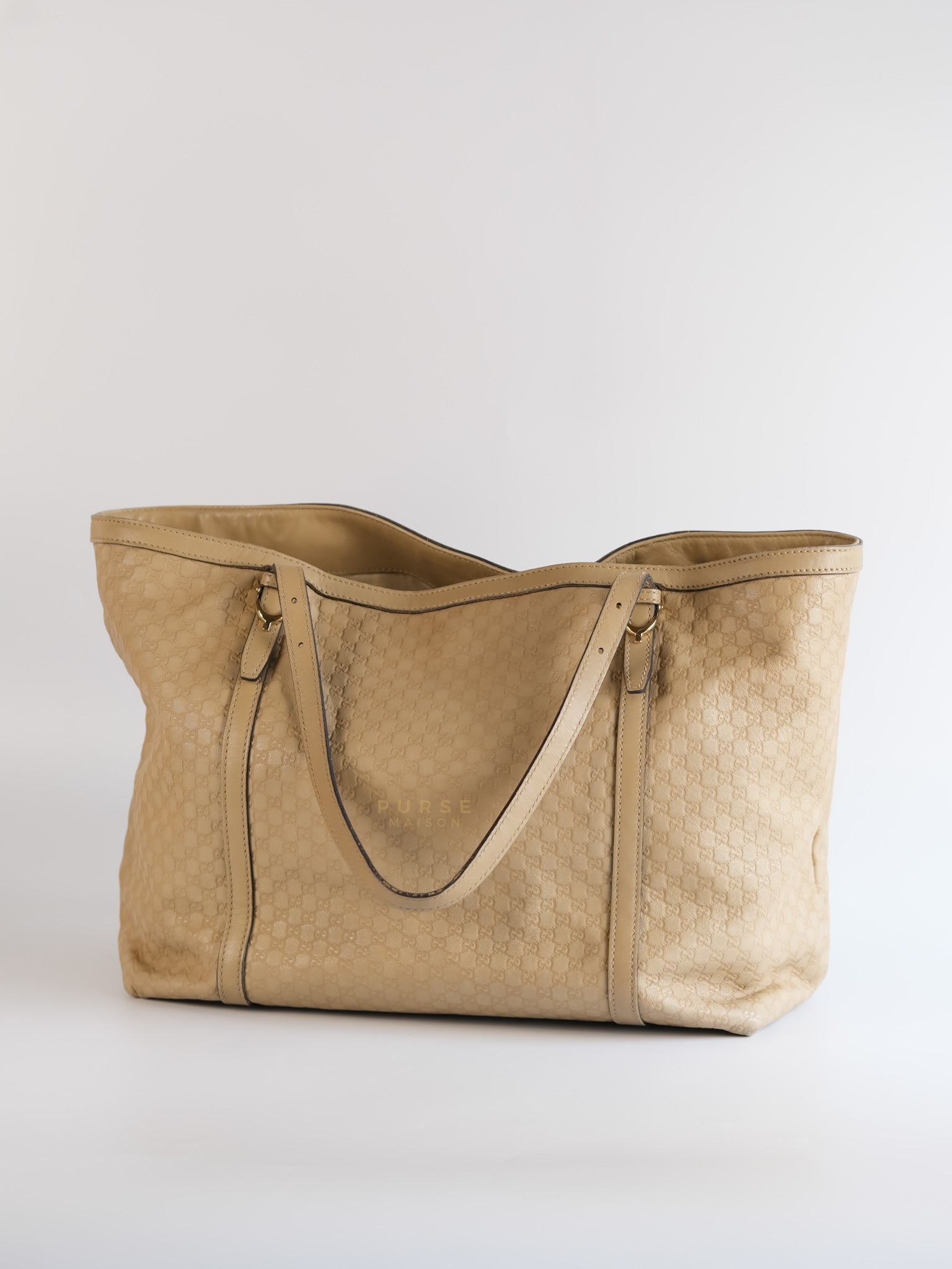 Microguccissima Leather Tote Bag in Beige | Purse Maison Luxury Bags Shop