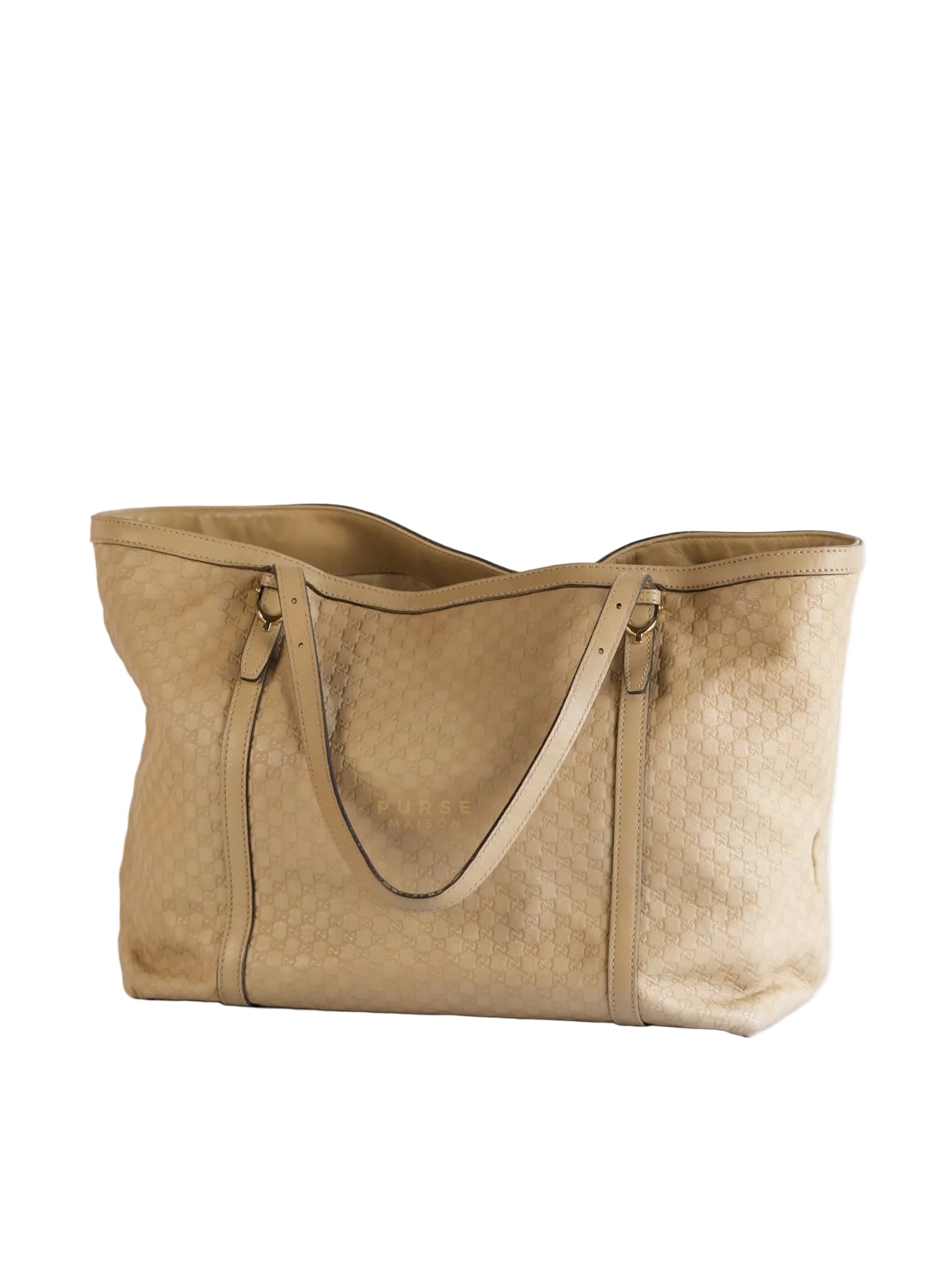 Microguccissima Leather Tote Bag in Beige | Purse Maison Luxury Bags Shop