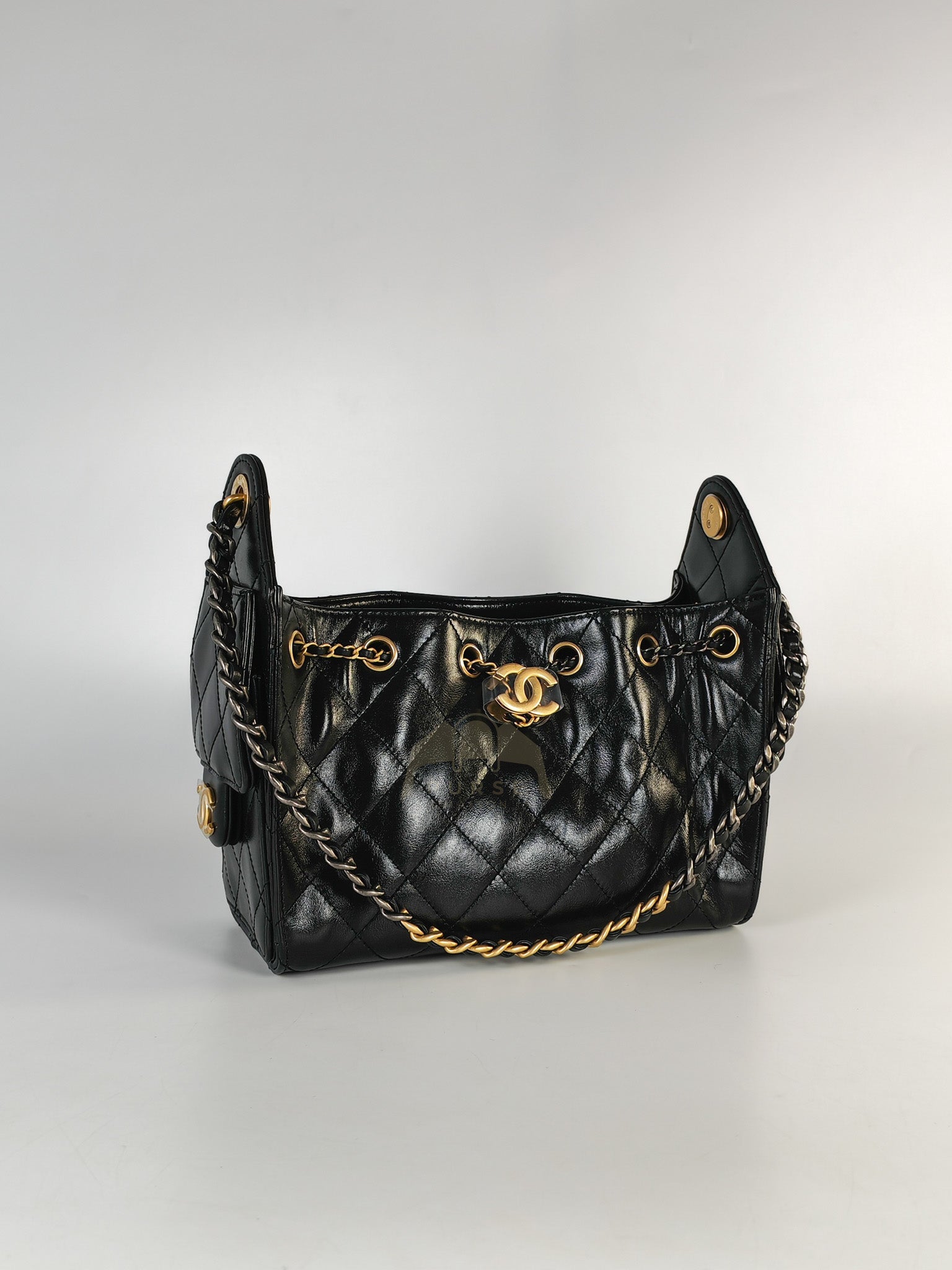 Mini 25 in Black Shiny Calfskin Leather Mix Hardware (Microchip) | Purse Maison Luxury Bags Shop