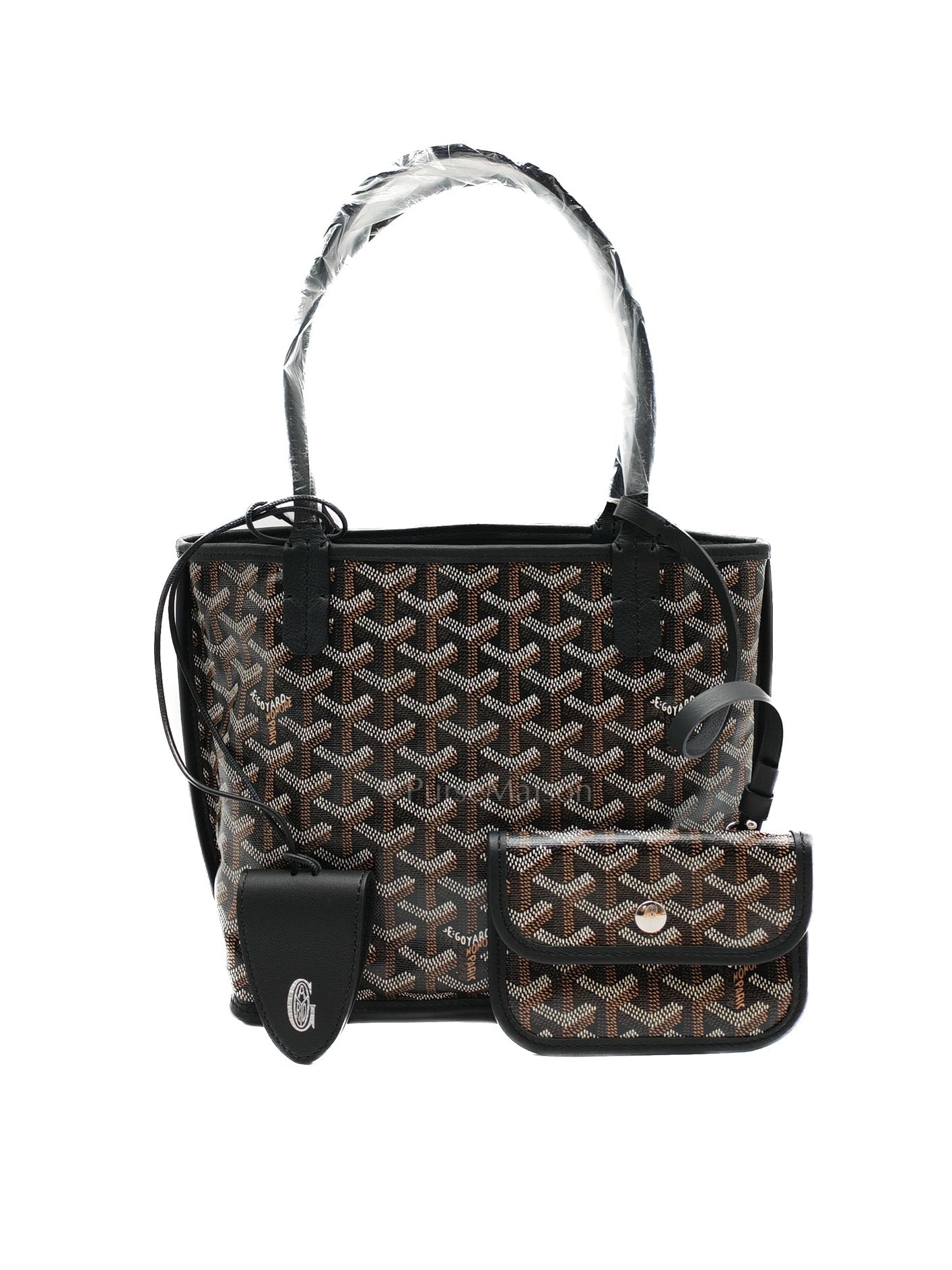 Mini Anjou in Black Goyardine Canvas with Croc Magnetic Clip | Purse Maison Luxury Bags Shop