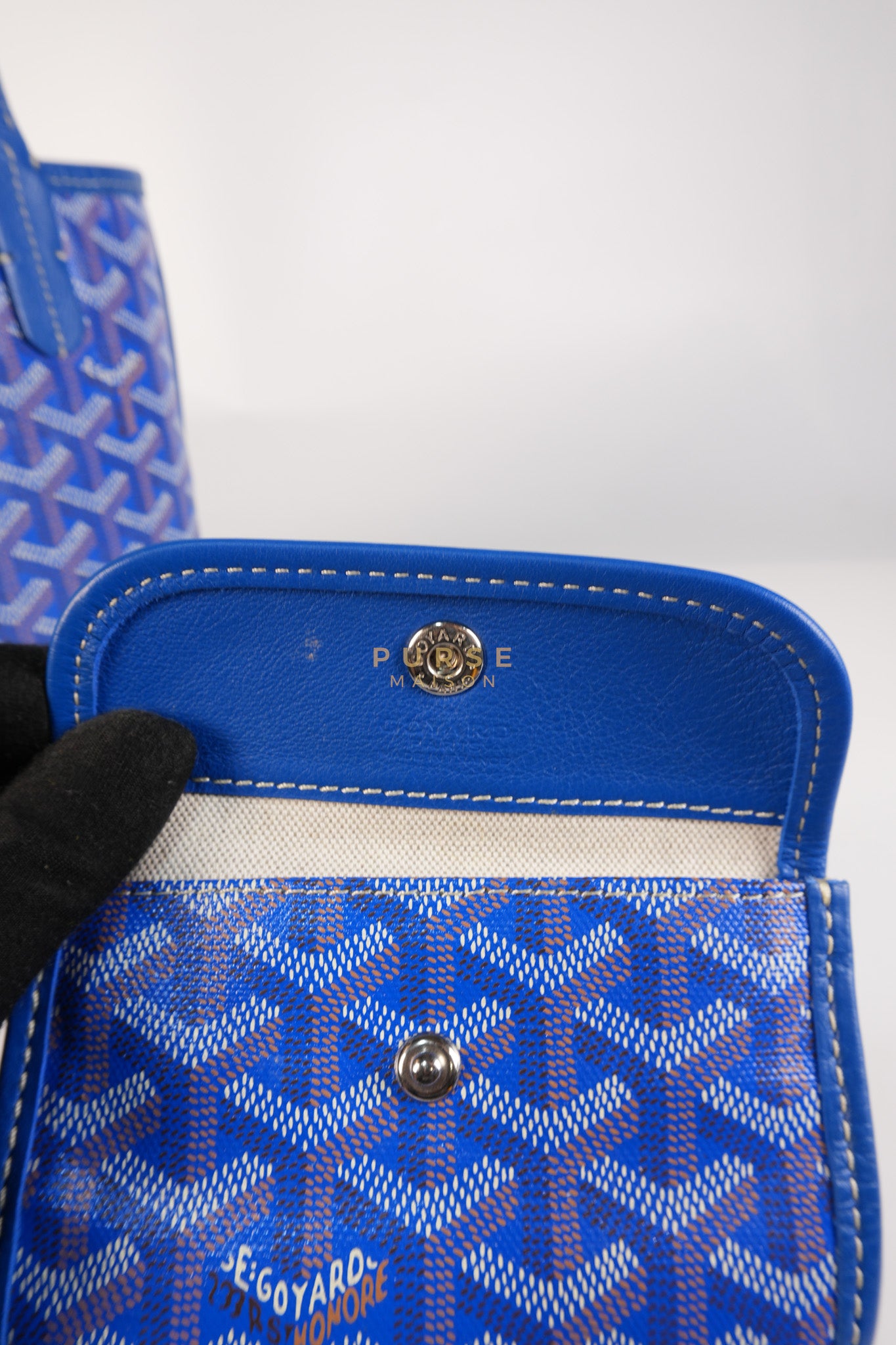 Mini Anjou in Blue Goyardine Canvas | Purse Maison Luxury Bags Shop