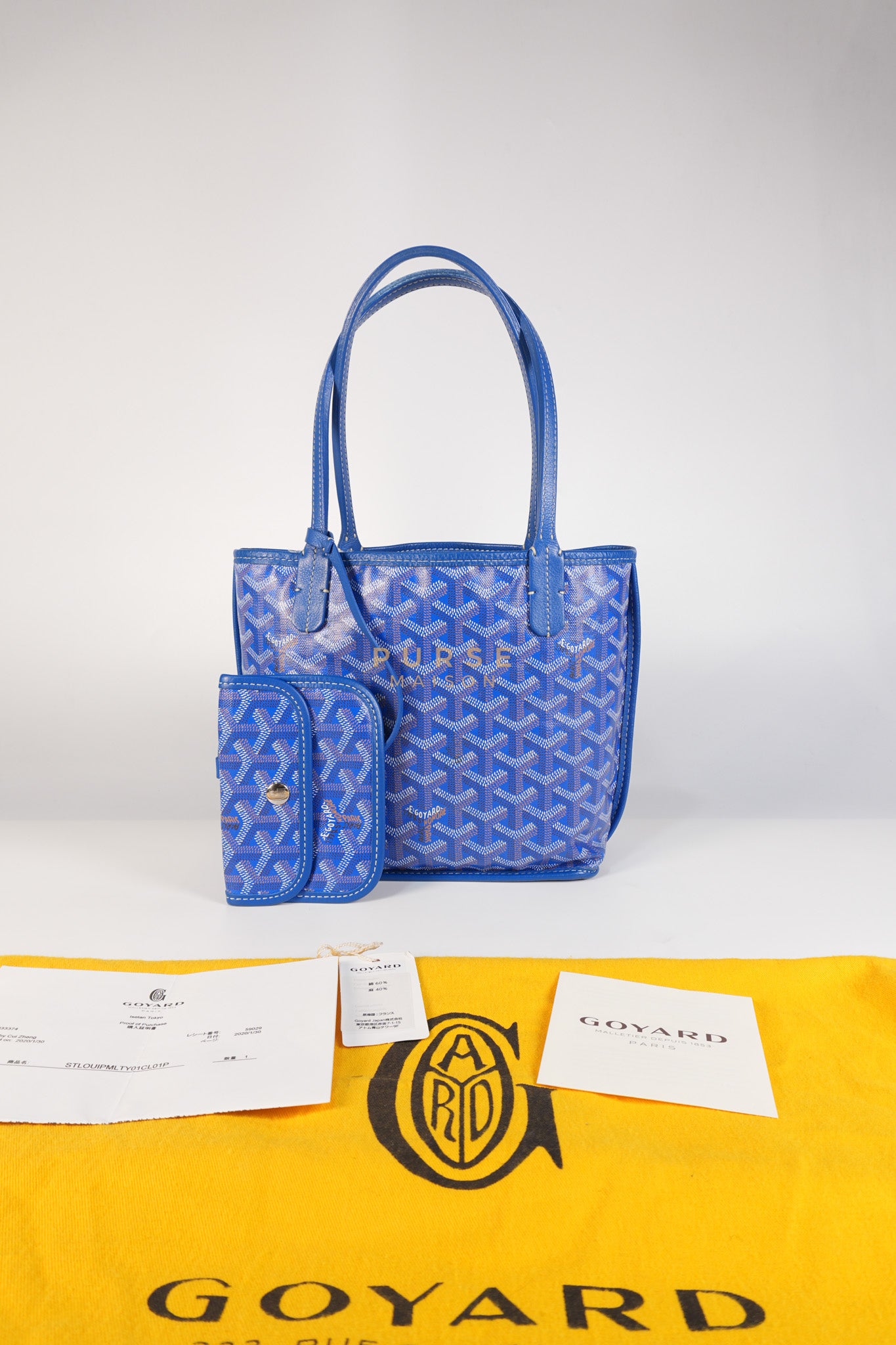 Mini Anjou in Blue Goyardine Canvas | Purse Maison Luxury Bags Shop