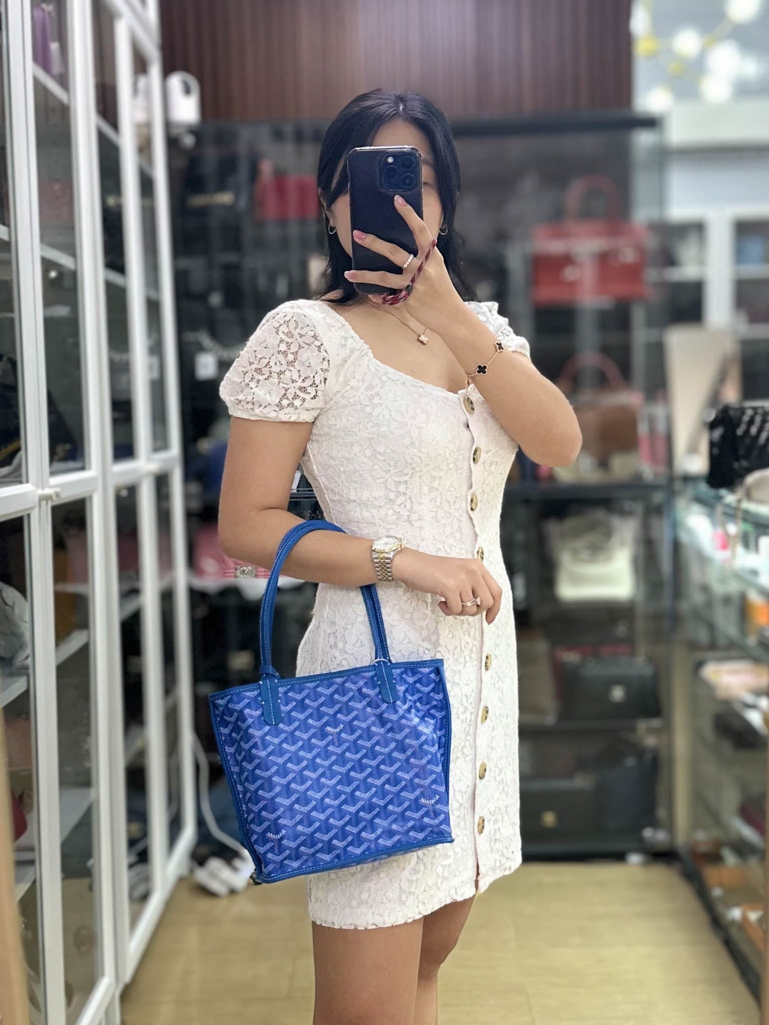 Mini Anjou in Sky Blue Canvas | Purse Maison Luxury Bags Shop