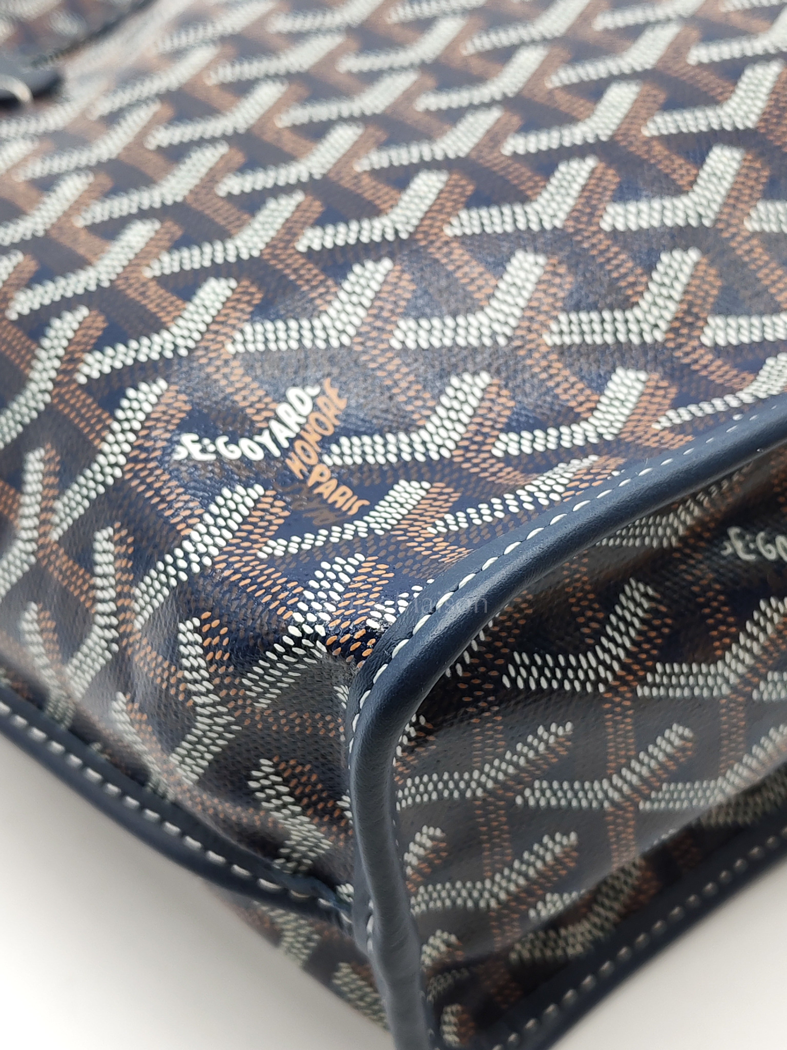 Mini Anjou Tote Bag in Navy Blue Goyardine Canvas with Croc Universal Clip Charm | Purse Maison Luxury Bags Shop