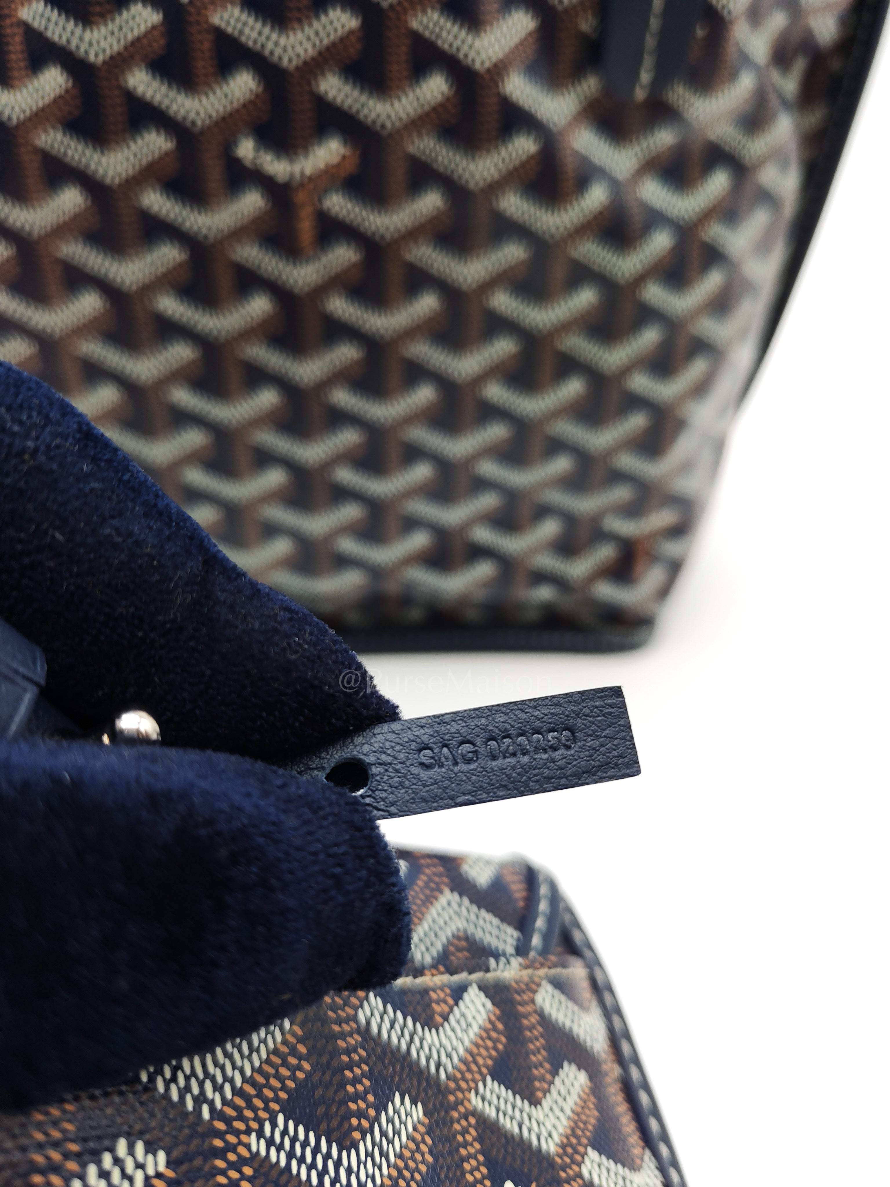 Mini Anjou Tote Bag in Navy Blue Goyardine Canvas with Croc Universal Clip Charm | Purse Maison Luxury Bags Shop