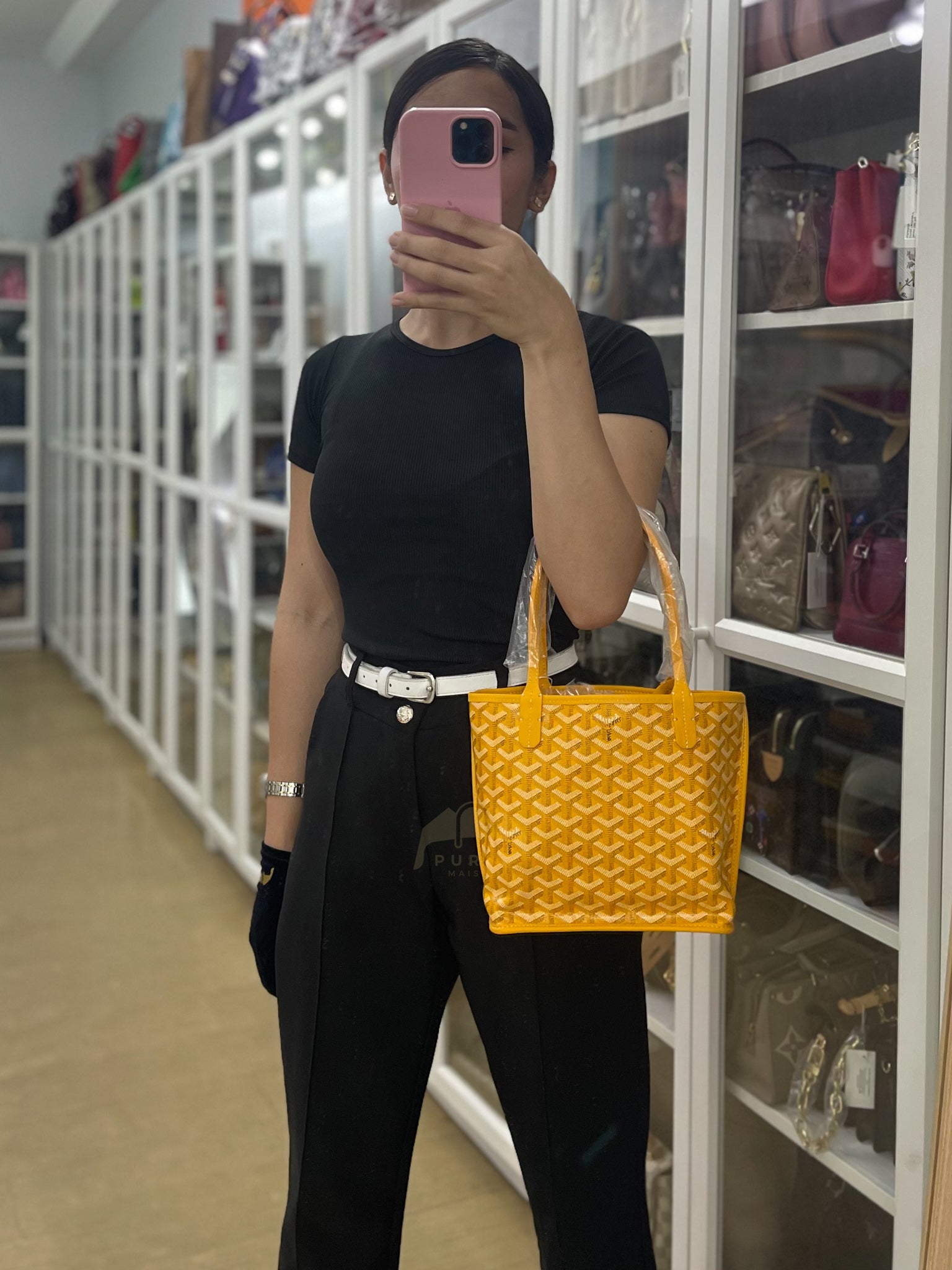 Mini Anjou Yellow in Goyardine Canvas | Purse Maison Luxury Bags Shop