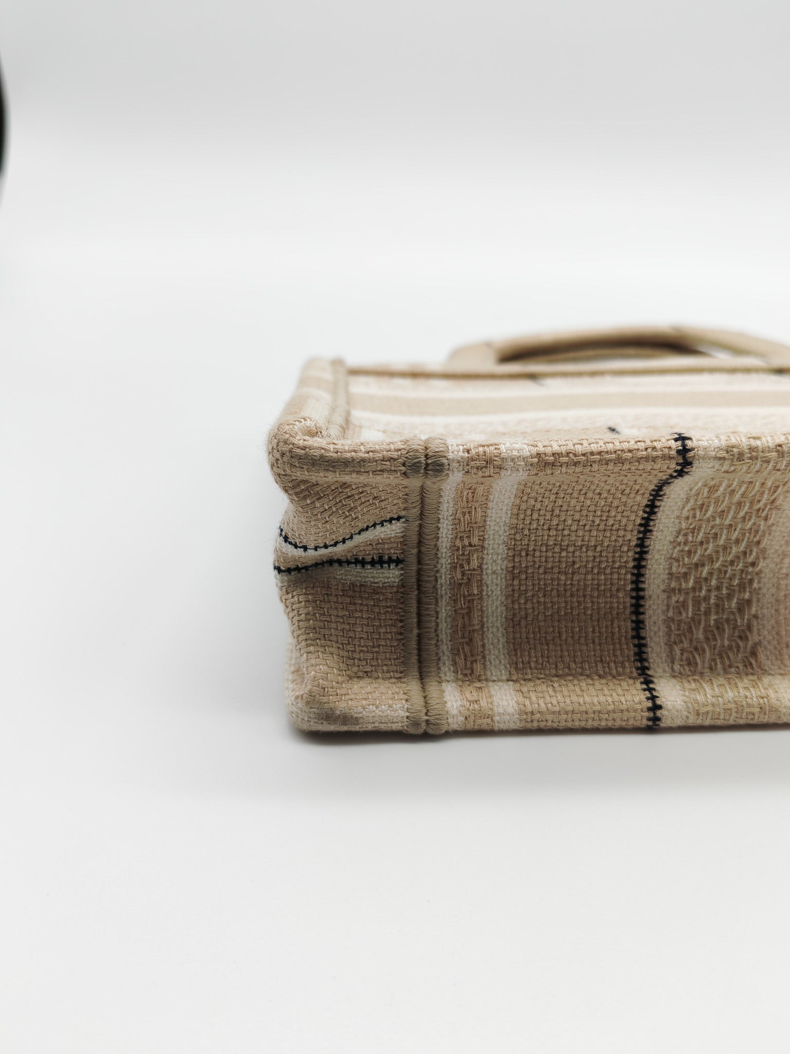 Mini Book Tote in Beige Embroidered Canvas | Purse Maison Luxury Bags Shop