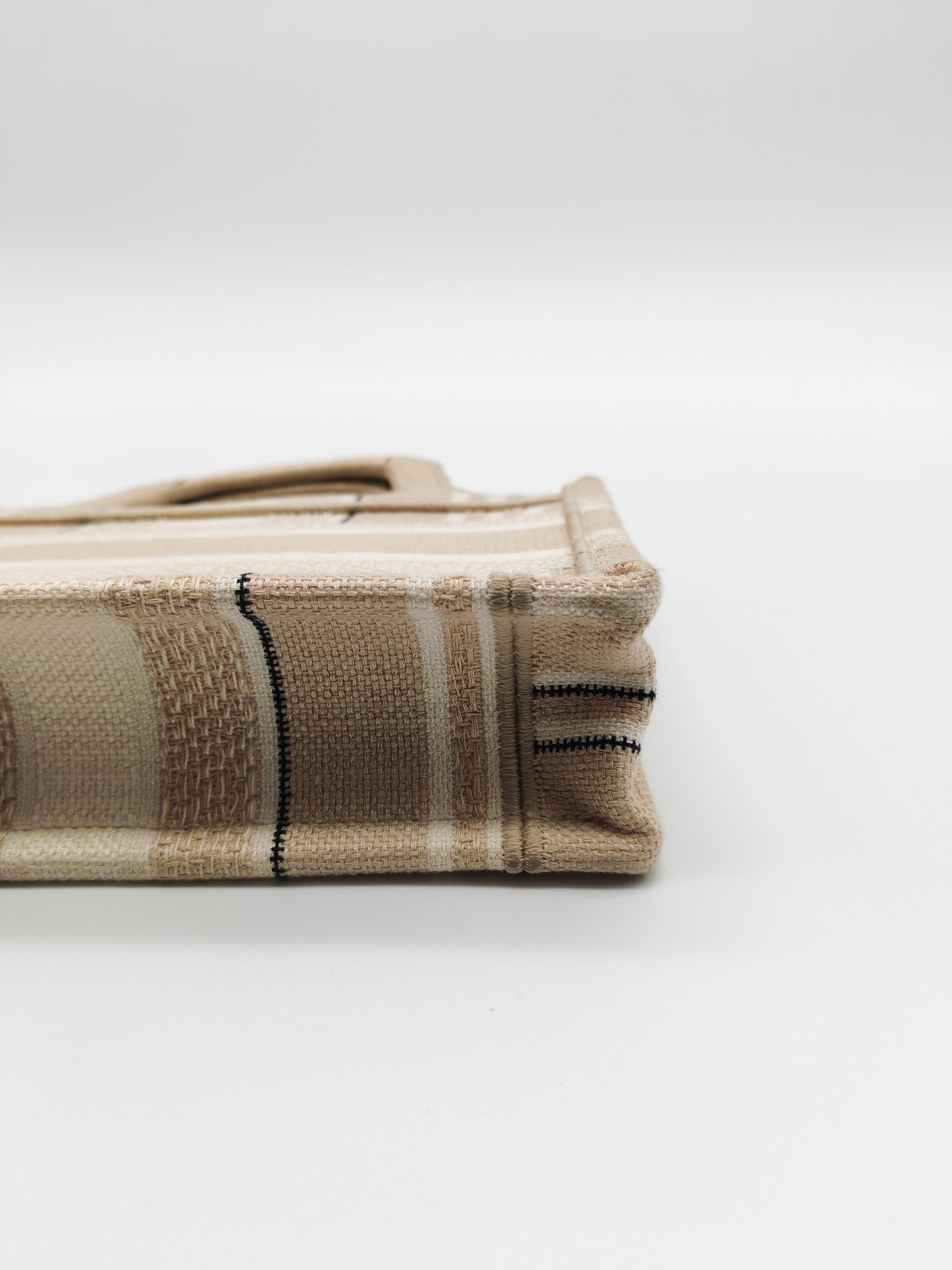 Mini Book Tote in Beige Embroidered Canvas | Purse Maison Luxury Bags Shop