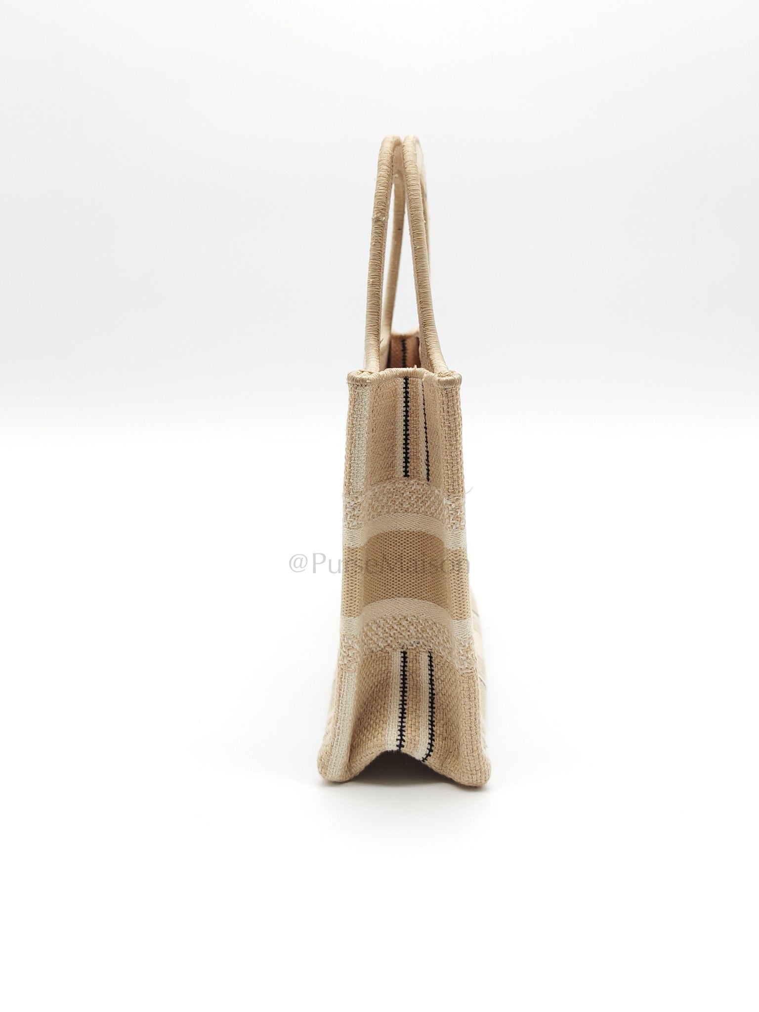 Mini Book Tote in Beige Embroidered Canvas | Purse Maison Luxury Bags Shop