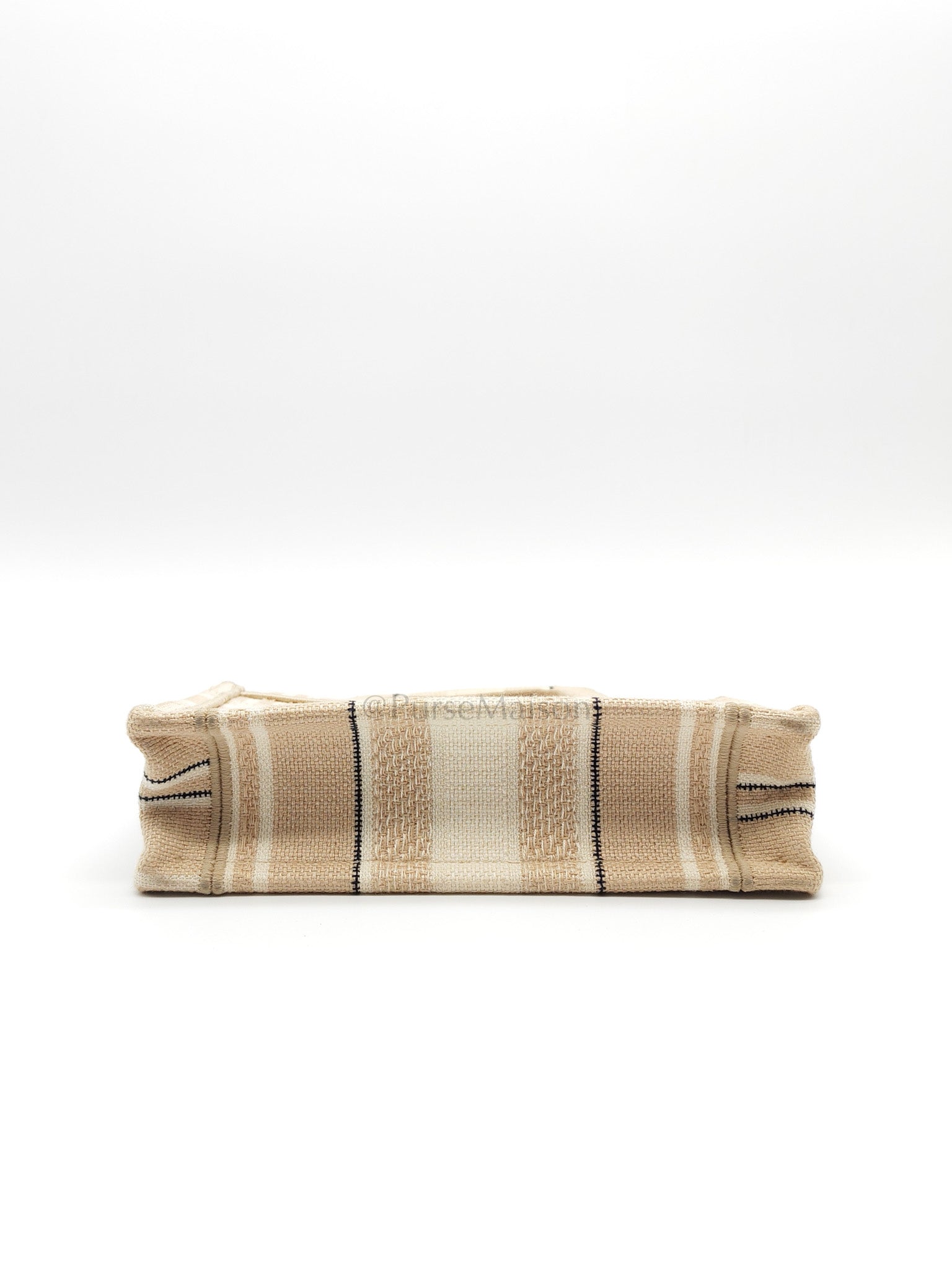 Mini Book Tote in Beige Embroidered Canvas | Purse Maison Luxury Bags Shop