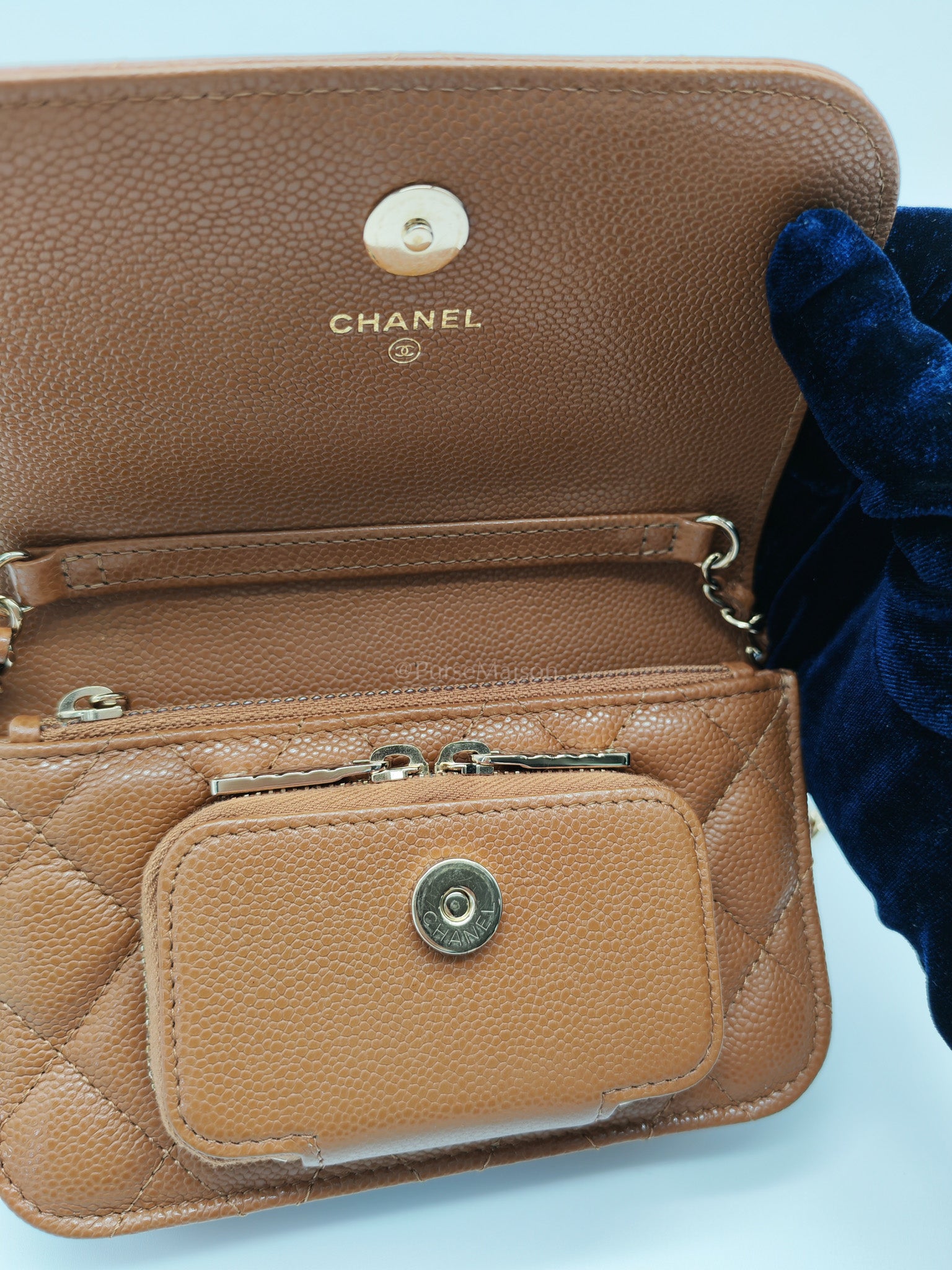 Mini Business Affinity in Caramel Light Gold Hardware (Microchip) | Purse Maison Luxury Bags Shop