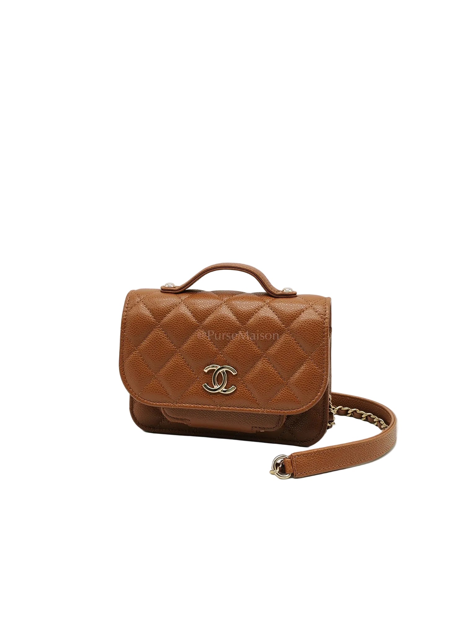 Mini Business Affinity in Caramel Light Gold Hardware (Microchip) | Purse Maison Luxury Bags Shop
