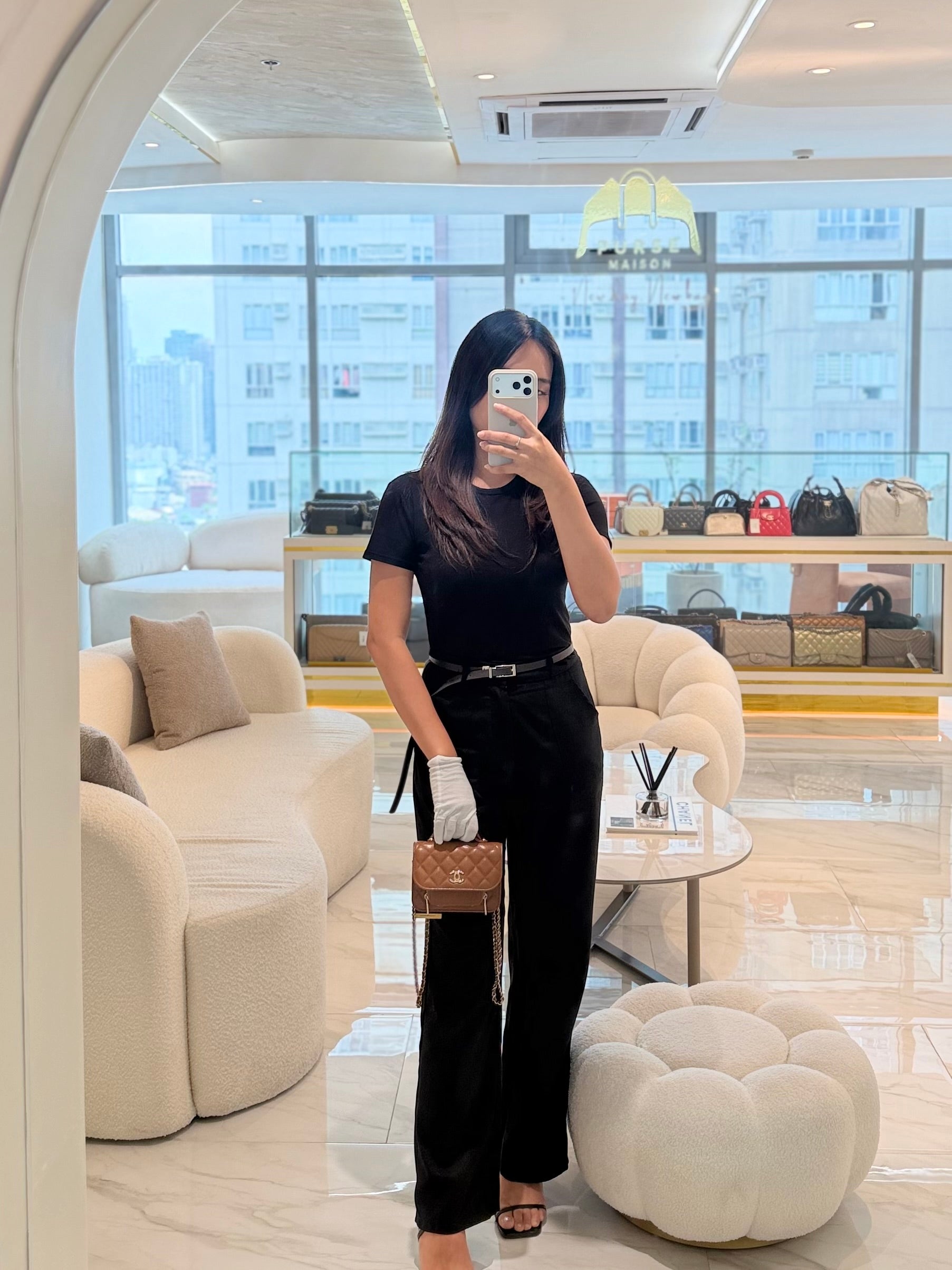 Mini Business Affinity in Caramel Light Gold Hardware (Microchip) | Purse Maison Luxury Bags Shop