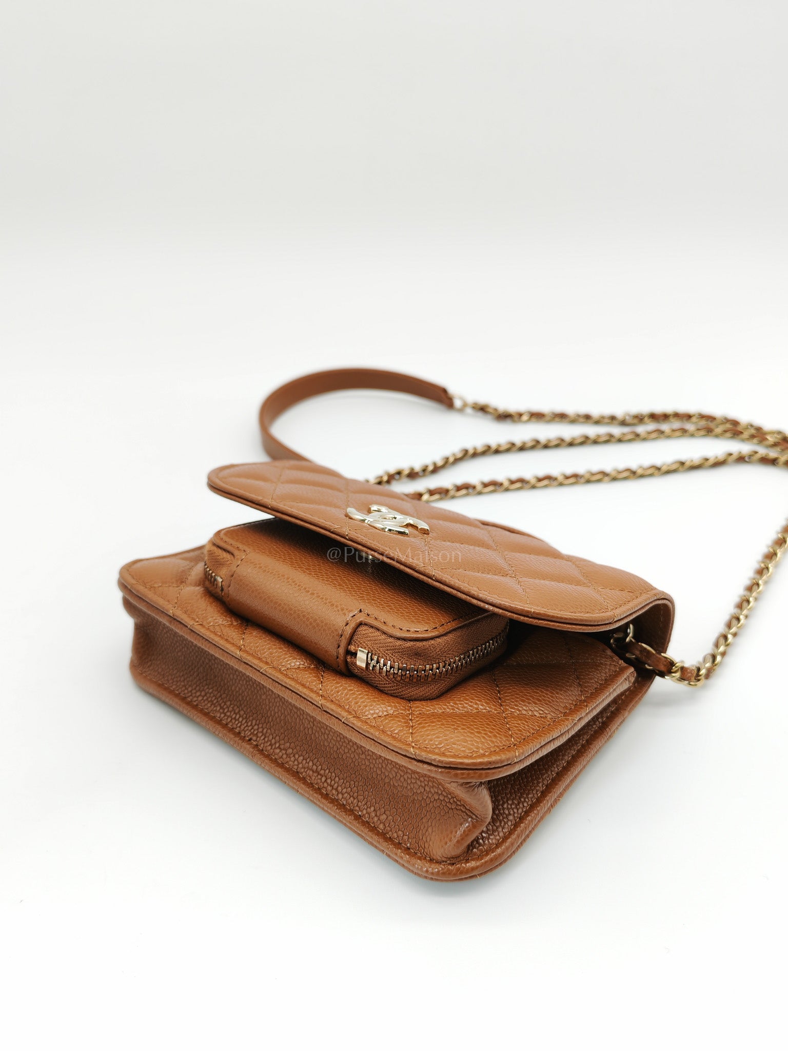 Mini Business Affinity in Caramel Light Gold Hardware (Microchip) | Purse Maison Luxury Bags Shop