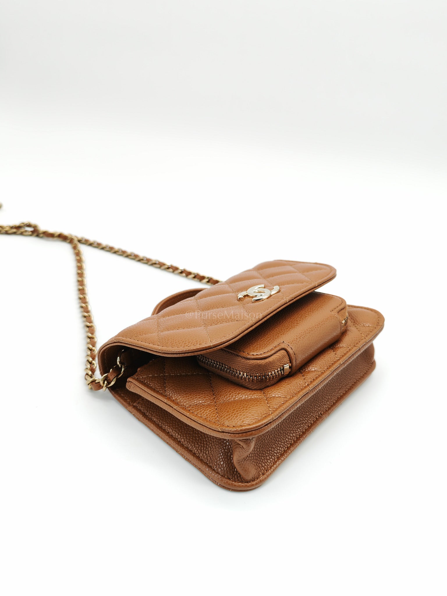 Mini Business Affinity in Caramel Light Gold Hardware (Microchip) | Purse Maison Luxury Bags Shop