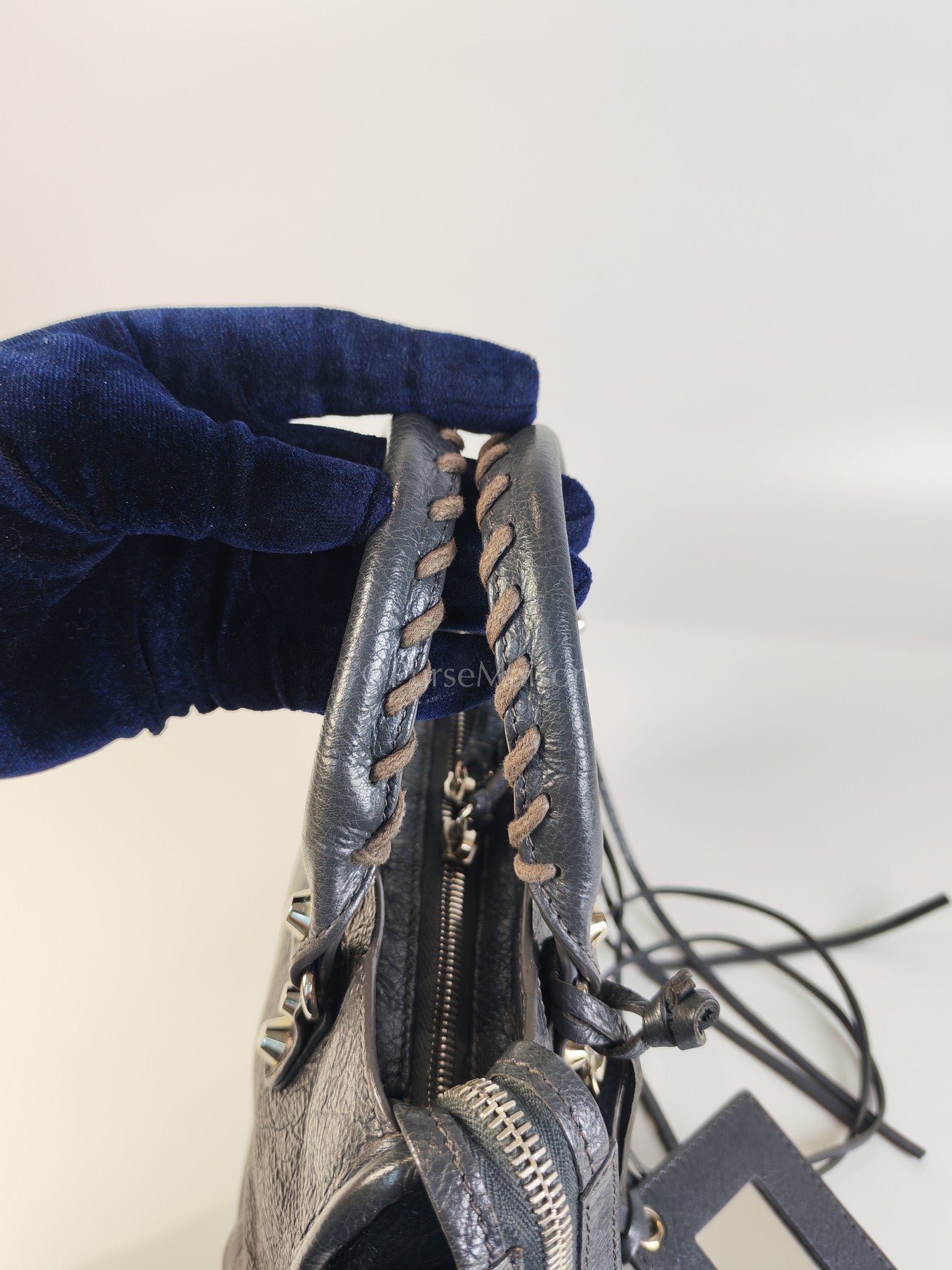 Mini City Bag in Dark Gray Lambskin(Agneau) Leather Silver Hardware | Purse Maison Luxury Bags Shop