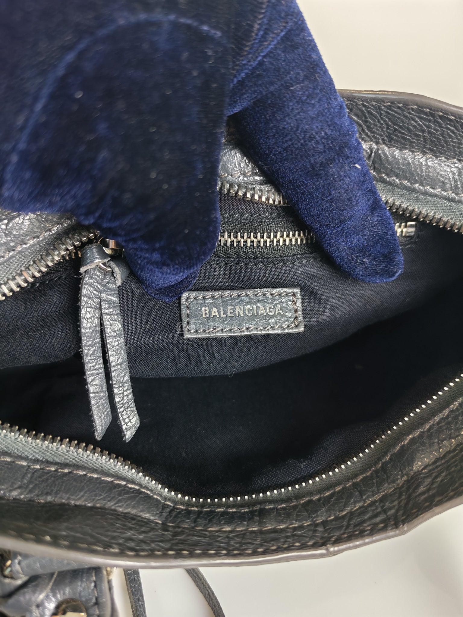 Mini City Bag in Dark Gray Lambskin(Agneau) Leather Silver Hardware | Purse Maison Luxury Bags Shop