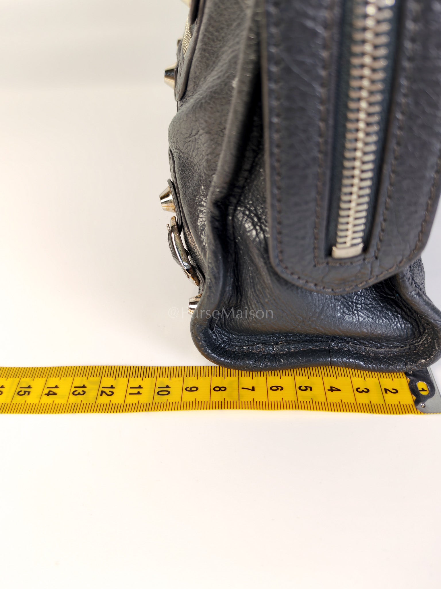 Mini City Bag in Dark Gray Lambskin(Agneau) Leather Silver Hardware | Purse Maison Luxury Bags Shop