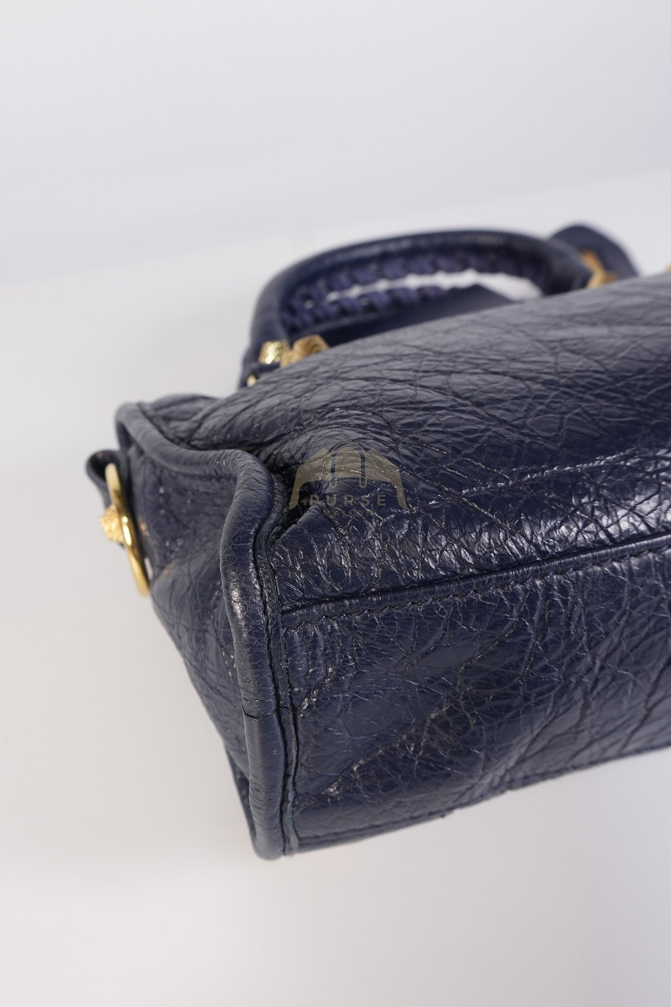 Mini City Metallic in Navy Blue Lambskin Leather Crossbody Bag | Purse Maison Luxury Bags Shop