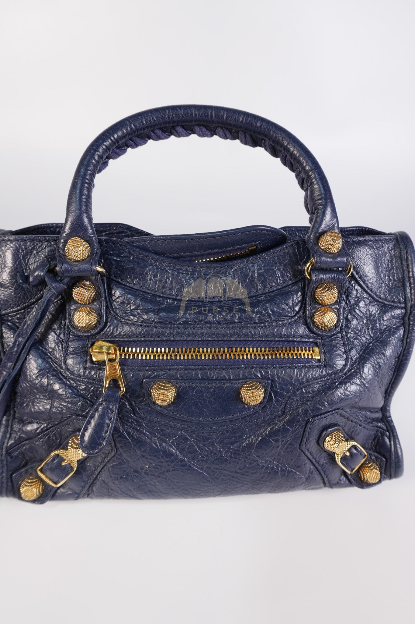 Mini City Metallic in Navy Blue Lambskin Leather Crossbody Bag | Purse Maison Luxury Bags Shop
