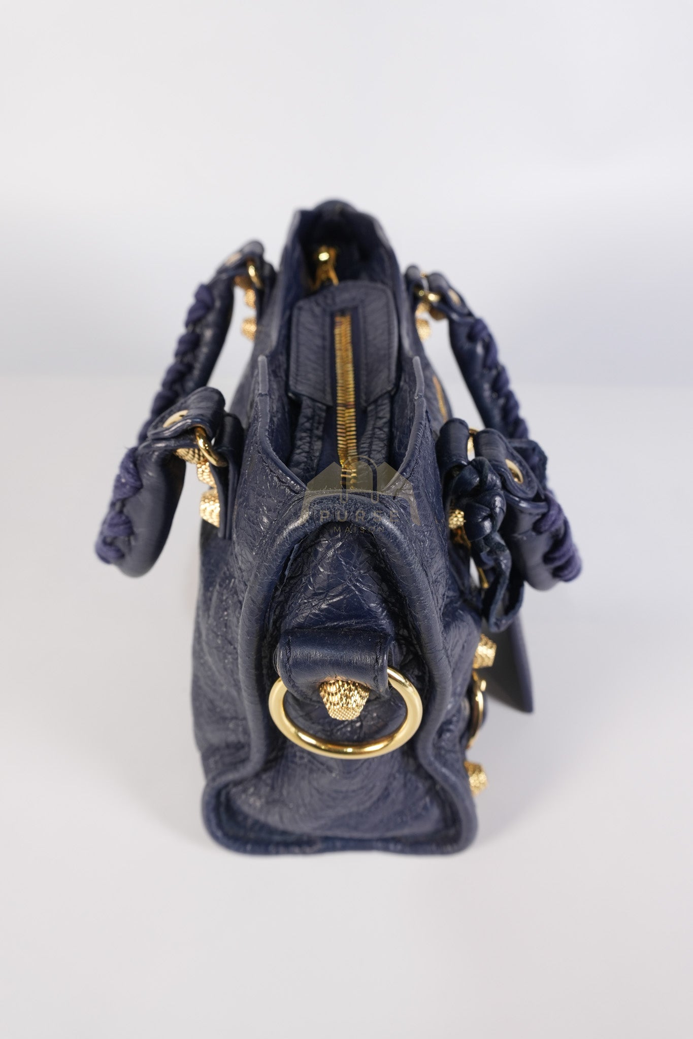 Mini City Metallic in Navy Blue Lambskin Leather Crossbody Bag | Purse Maison Luxury Bags Shop