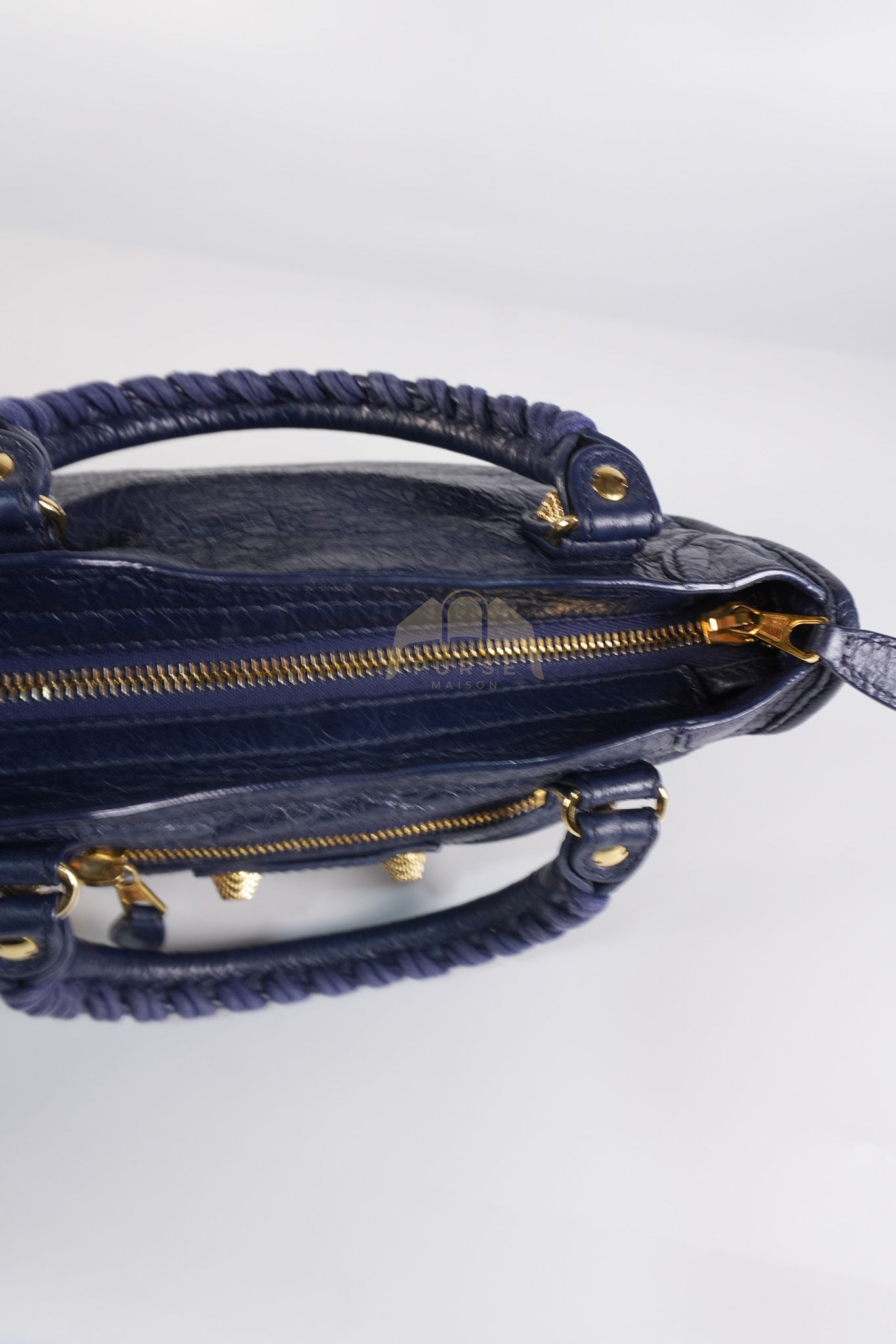 Mini City Metallic in Navy Blue Lambskin Leather Crossbody Bag | Purse Maison Luxury Bags Shop