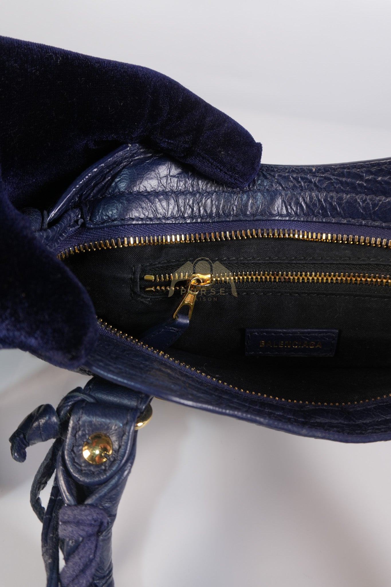 Mini City Metallic in Navy Blue Lambskin Leather Crossbody Bag | Purse Maison Luxury Bags Shop