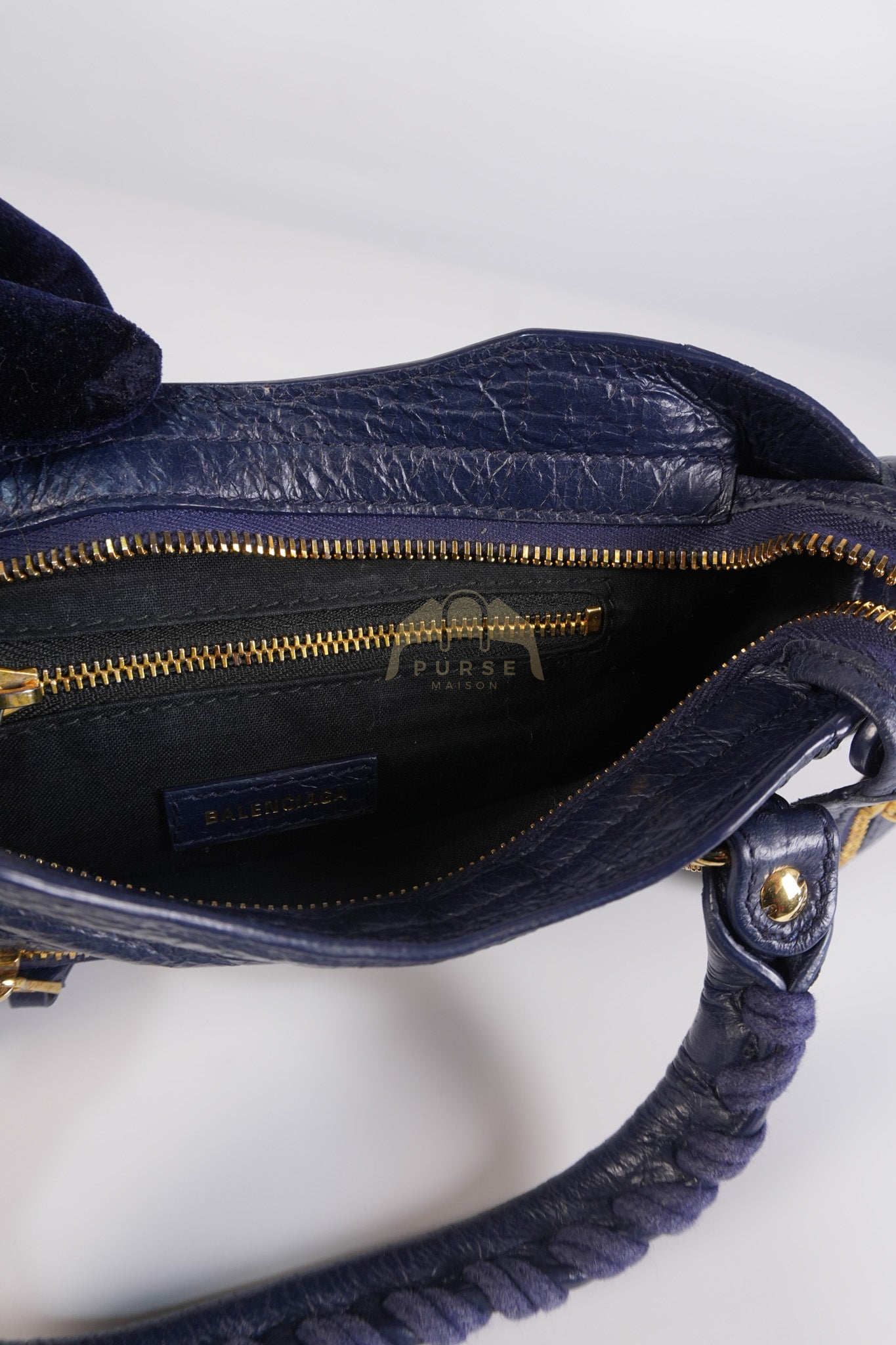 Mini City Metallic in Navy Blue Lambskin Leather Crossbody Bag | Purse Maison Luxury Bags Shop