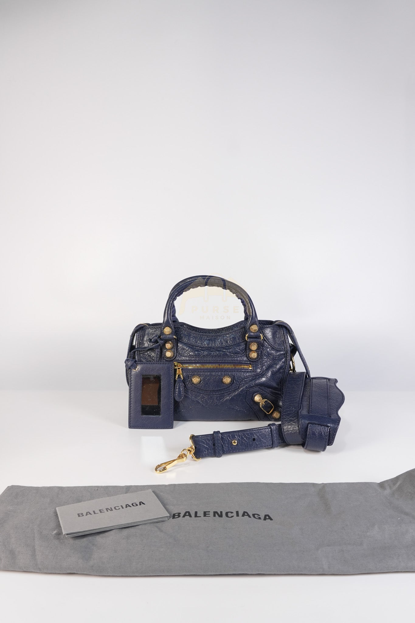 Mini City Metallic in Navy Blue Lambskin Leather Crossbody Bag | Purse Maison Luxury Bags Shop
