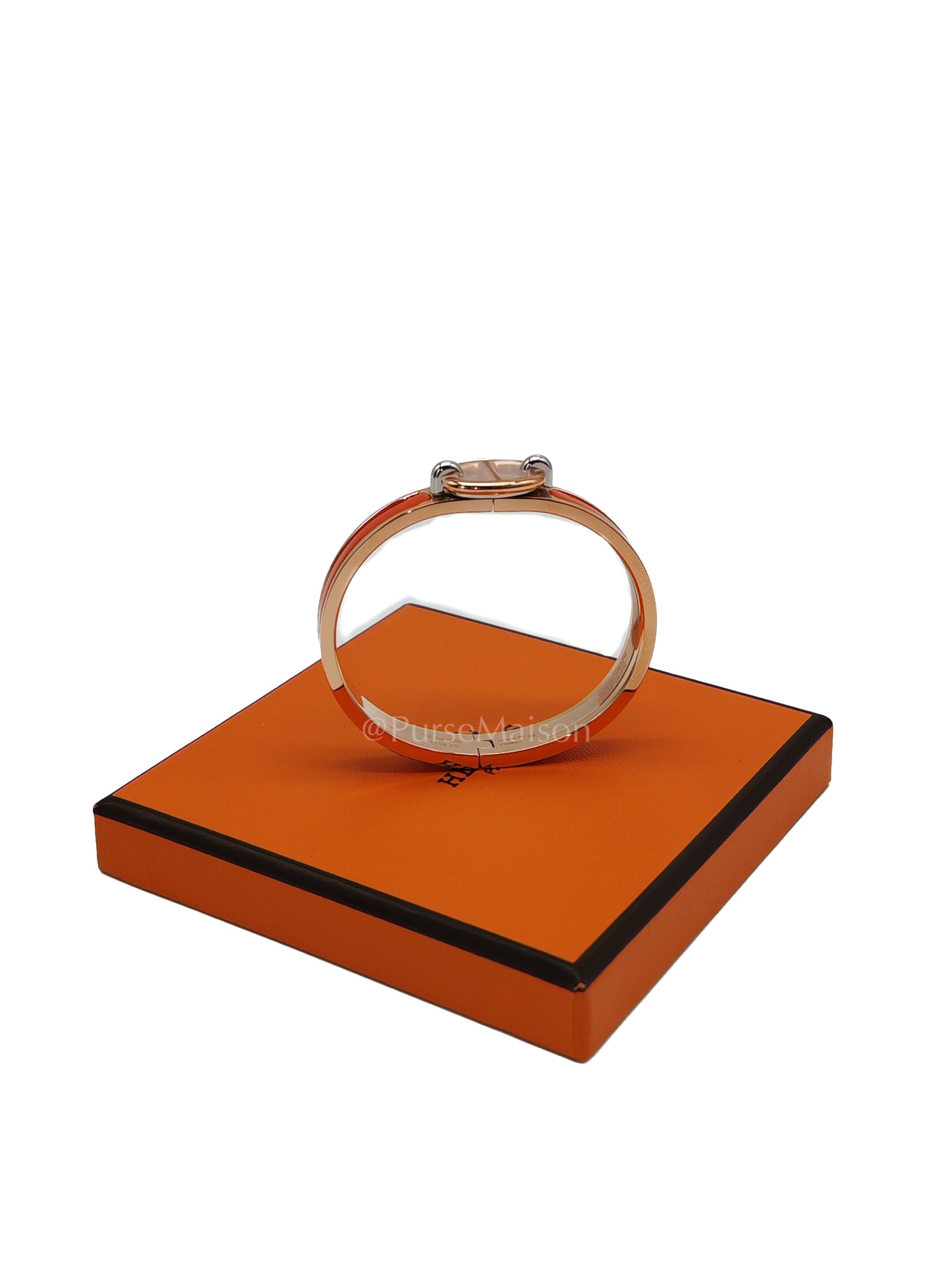 Mini Clic Chaine d'Ancler Bracelet Orange Enamel in Rose Gold Hardware | Purse Maison Luxury Bags Shop