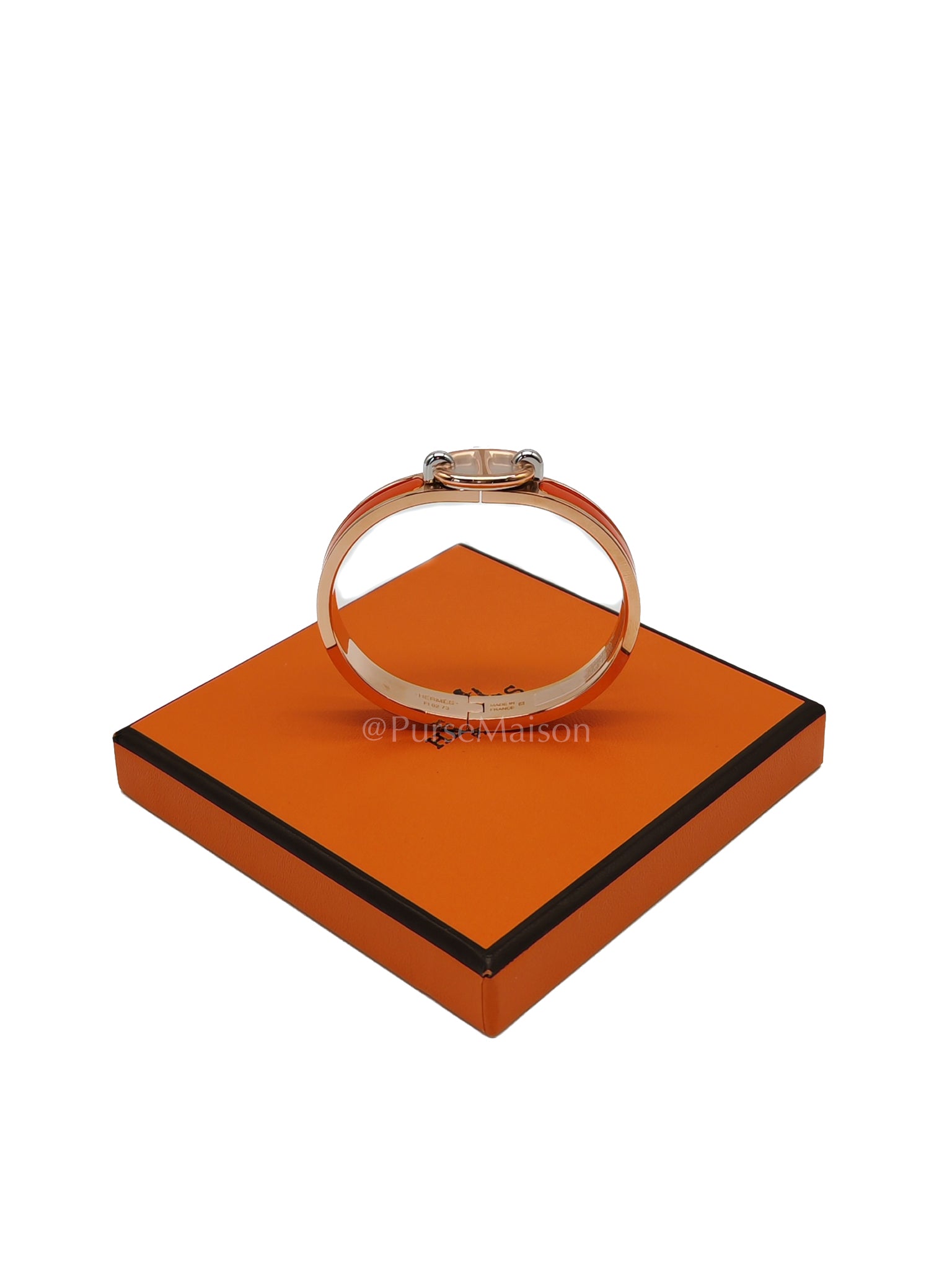 Mini Clic Chaine d'Ancler Bracelet Orange Enamel in Rose Gold Hardware | Purse Maison Luxury Bags Shop