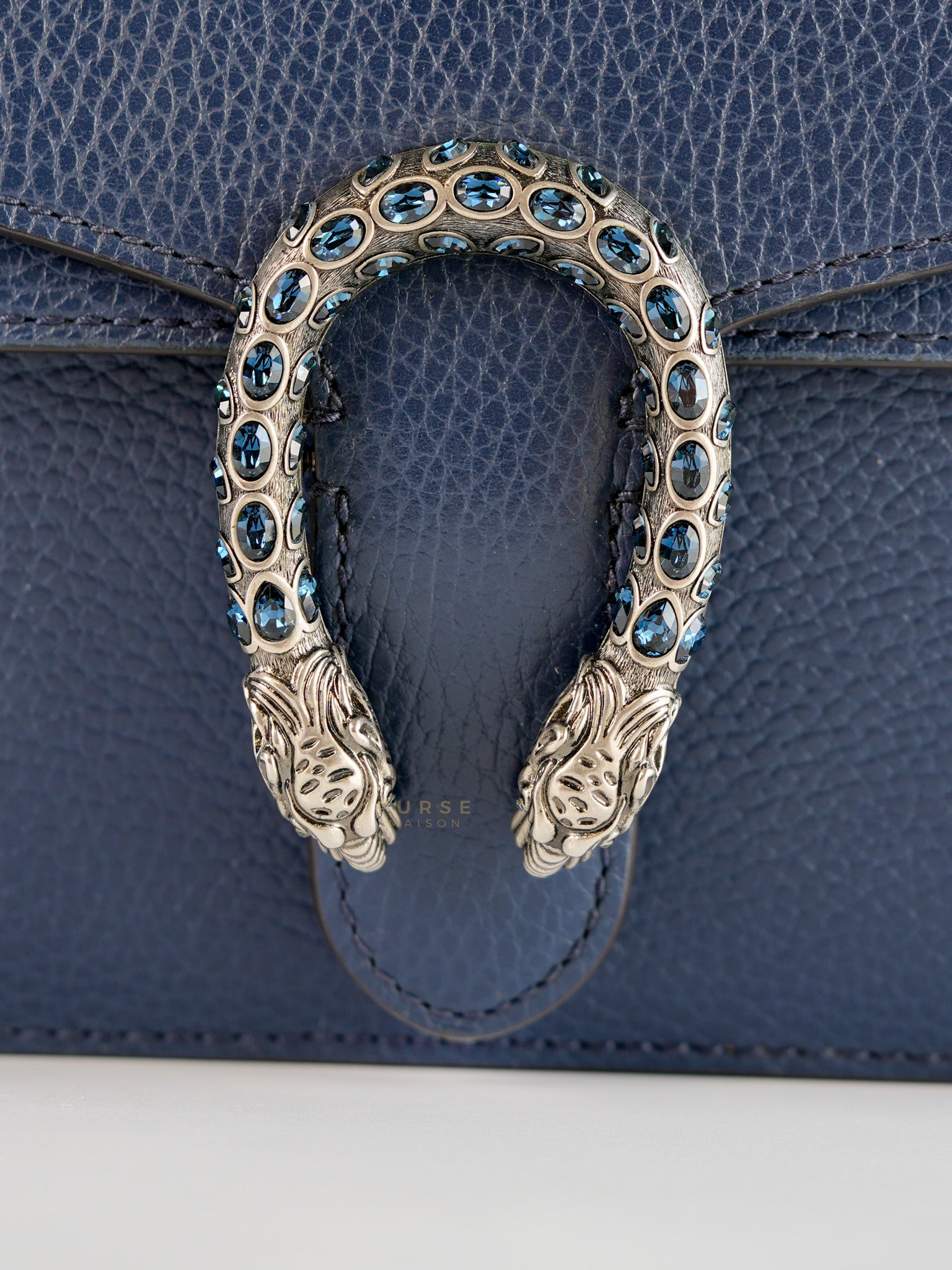 Mini Dionysus Dollar Crystal in Navy Blue Calfskin Leather | Purse Maison Luxury Bags Shop