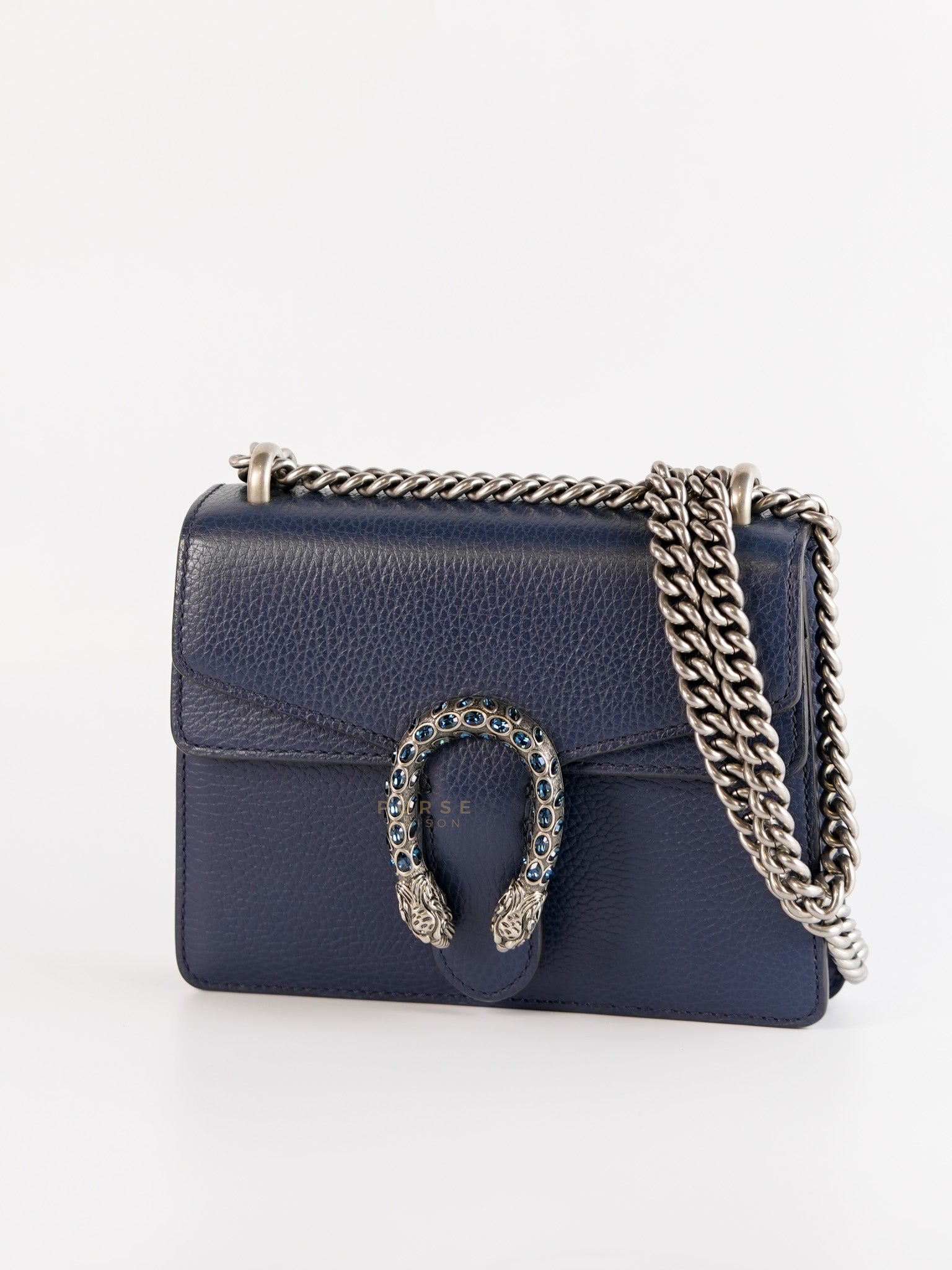 Mini Dionysus Dollar Crystal in Navy Blue Calfskin Leather | Purse Maison Luxury Bags Shop