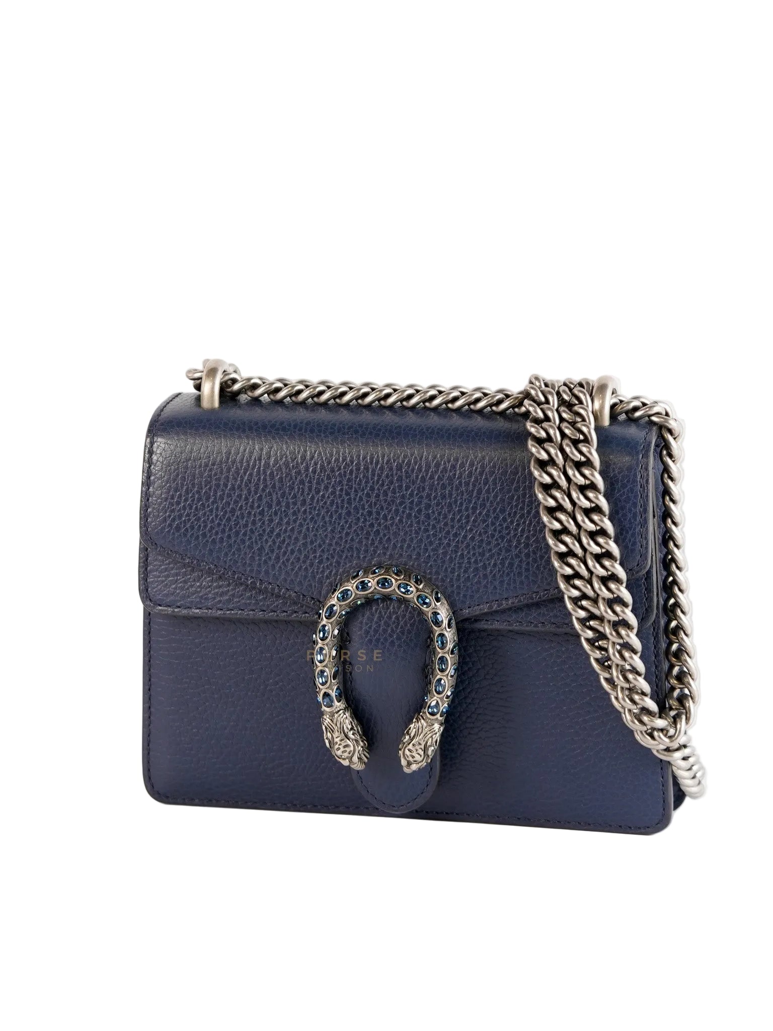 Mini Dionysus Dollar Crystal in Navy Blue Calfskin Leather | Purse Maison Luxury Bags Shop