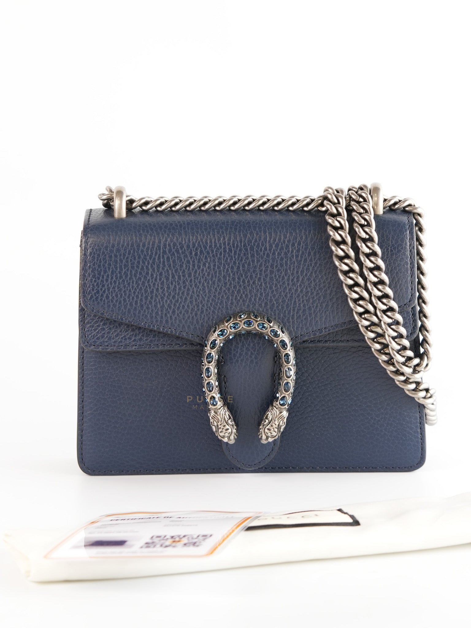 Mini Dionysus Dollar Crystal in Navy Blue Calfskin Leather | Purse Maison Luxury Bags Shop