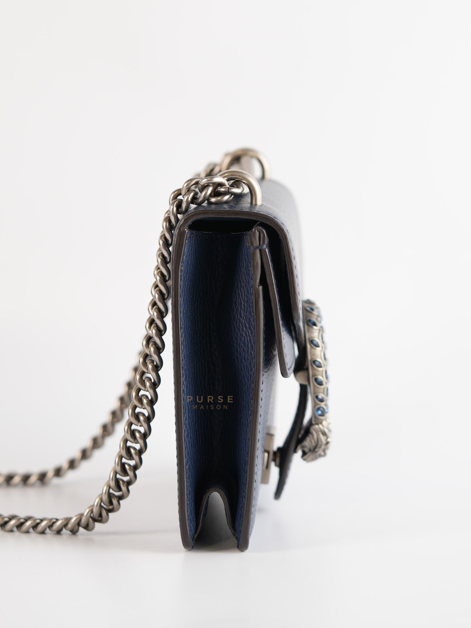 Mini Dionysus Dollar Crystal in Navy Blue Calfskin Leather | Purse Maison Luxury Bags Shop