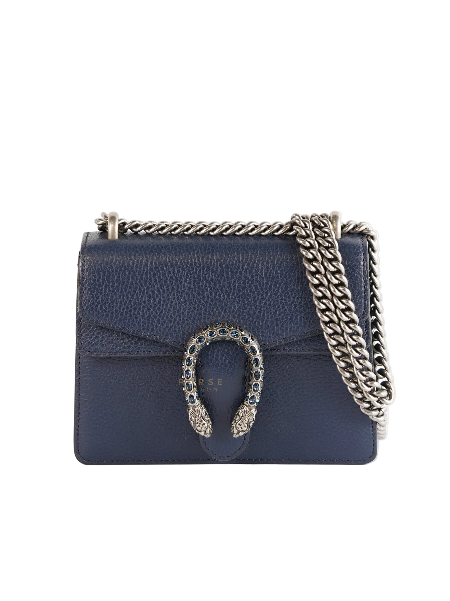 Mini Dionysus Dollar Crystal in Navy Blue Calfskin Leather | Purse Maison Luxury Bags Shop