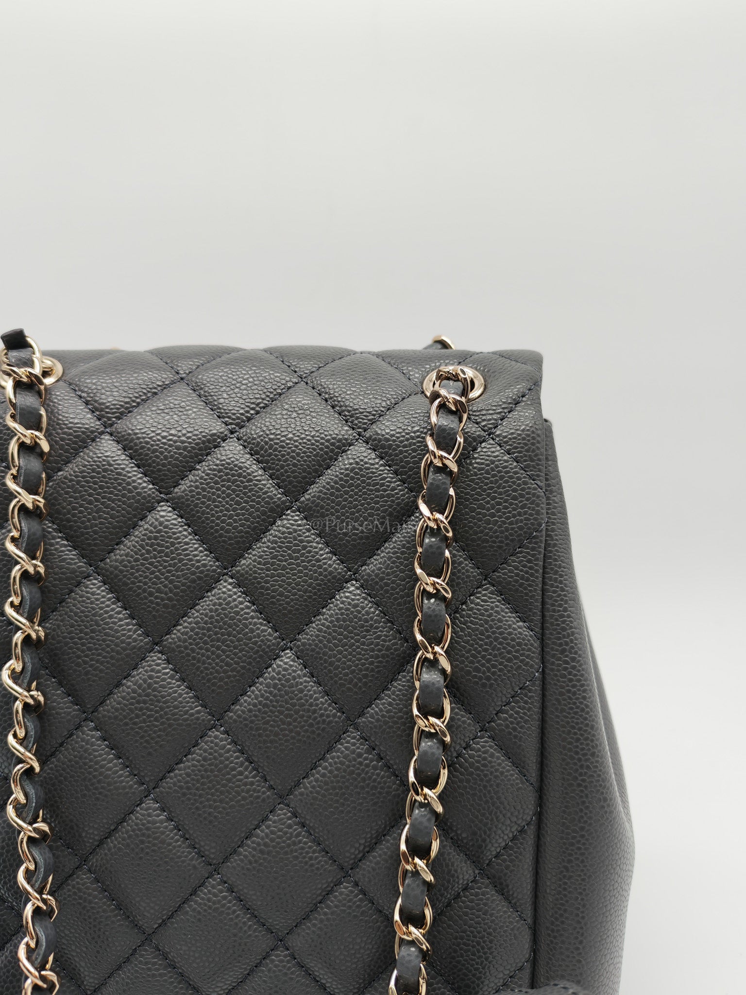 Mini Duma Backpack in Gray Quilted Caviar Leather and Light Gold Hardware (Microchip) | Purse Maison Luxury Bags Shop