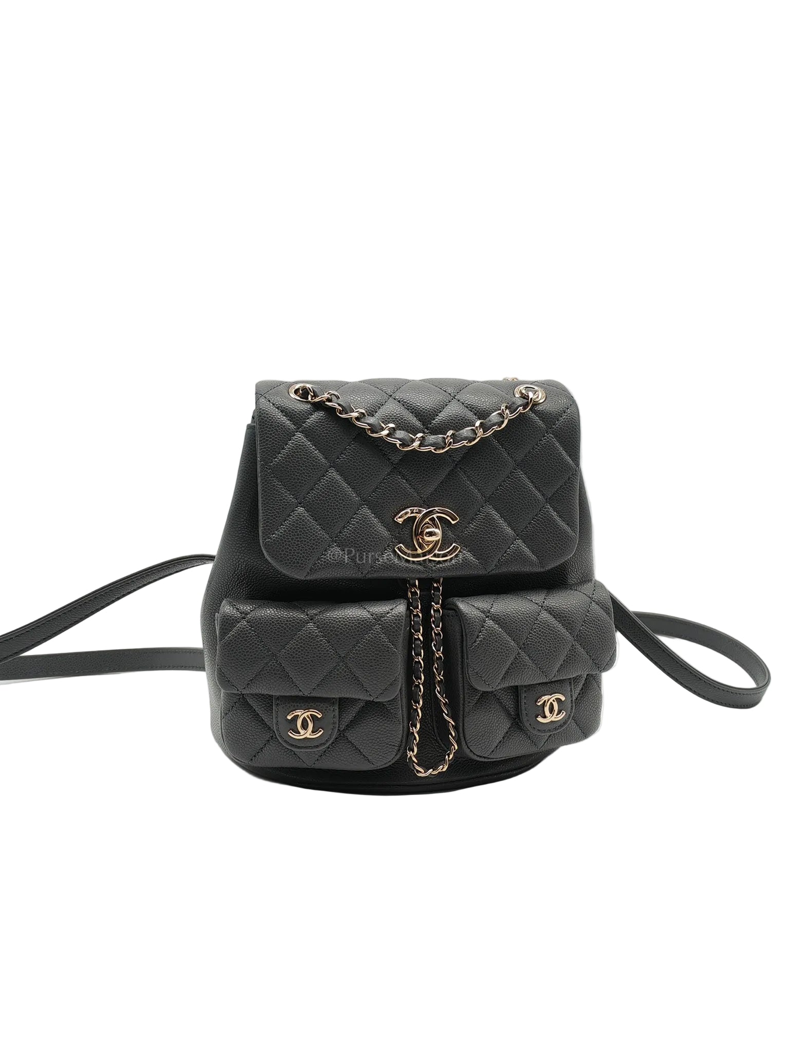 Mini Duma Backpack in Gray Quilted Caviar Leather and Light Gold Hardware (Microchip) | Purse Maison Luxury Bags Shop