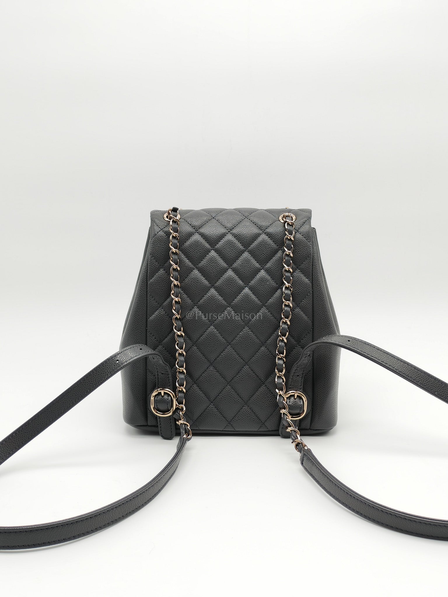 Mini Duma Backpack in Gray Quilted Caviar Leather and Light Gold Hardware (Microchip) | Purse Maison Luxury Bags Shop