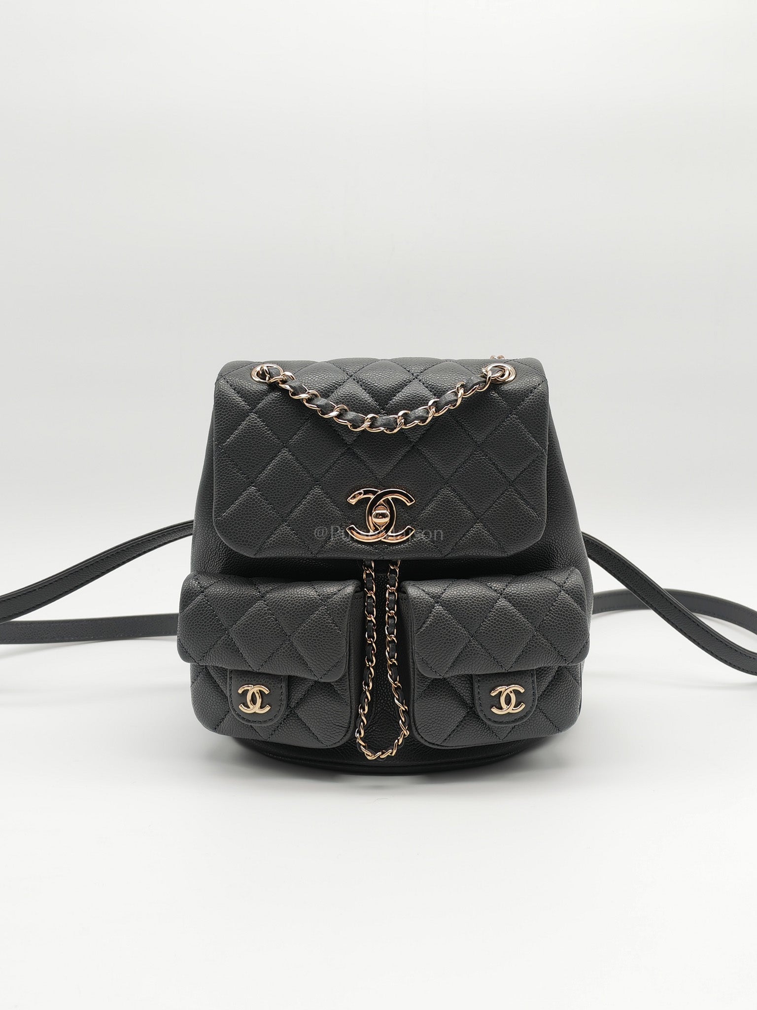 Mini Duma Backpack in Gray Quilted Caviar Leather and Light Gold Hardware (Microchip) | Purse Maison Luxury Bags Shop