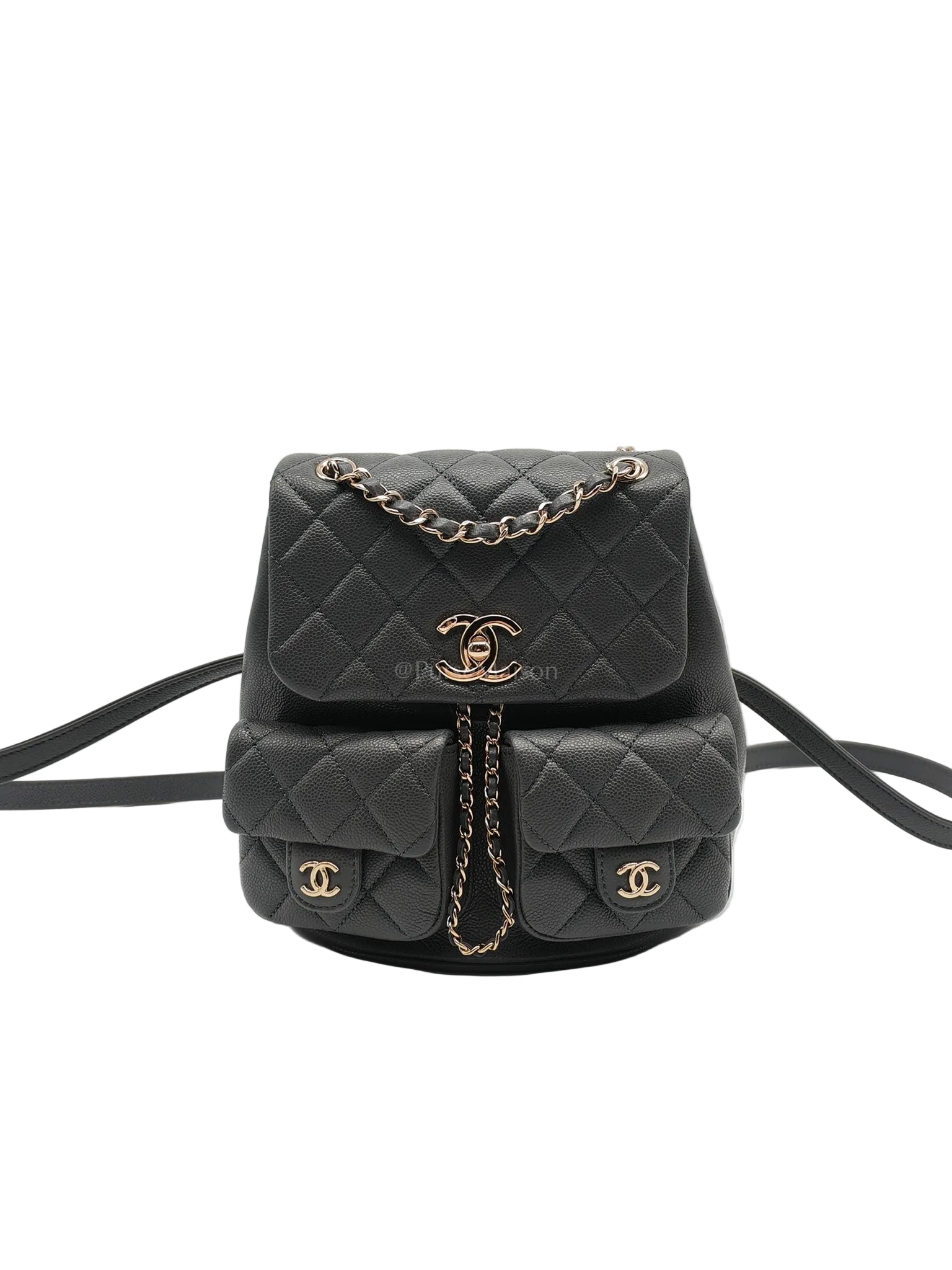 Mini Duma Backpack in Gray Quilted Caviar Leather and Light Gold Hardware (Microchip) | Purse Maison Luxury Bags Shop
