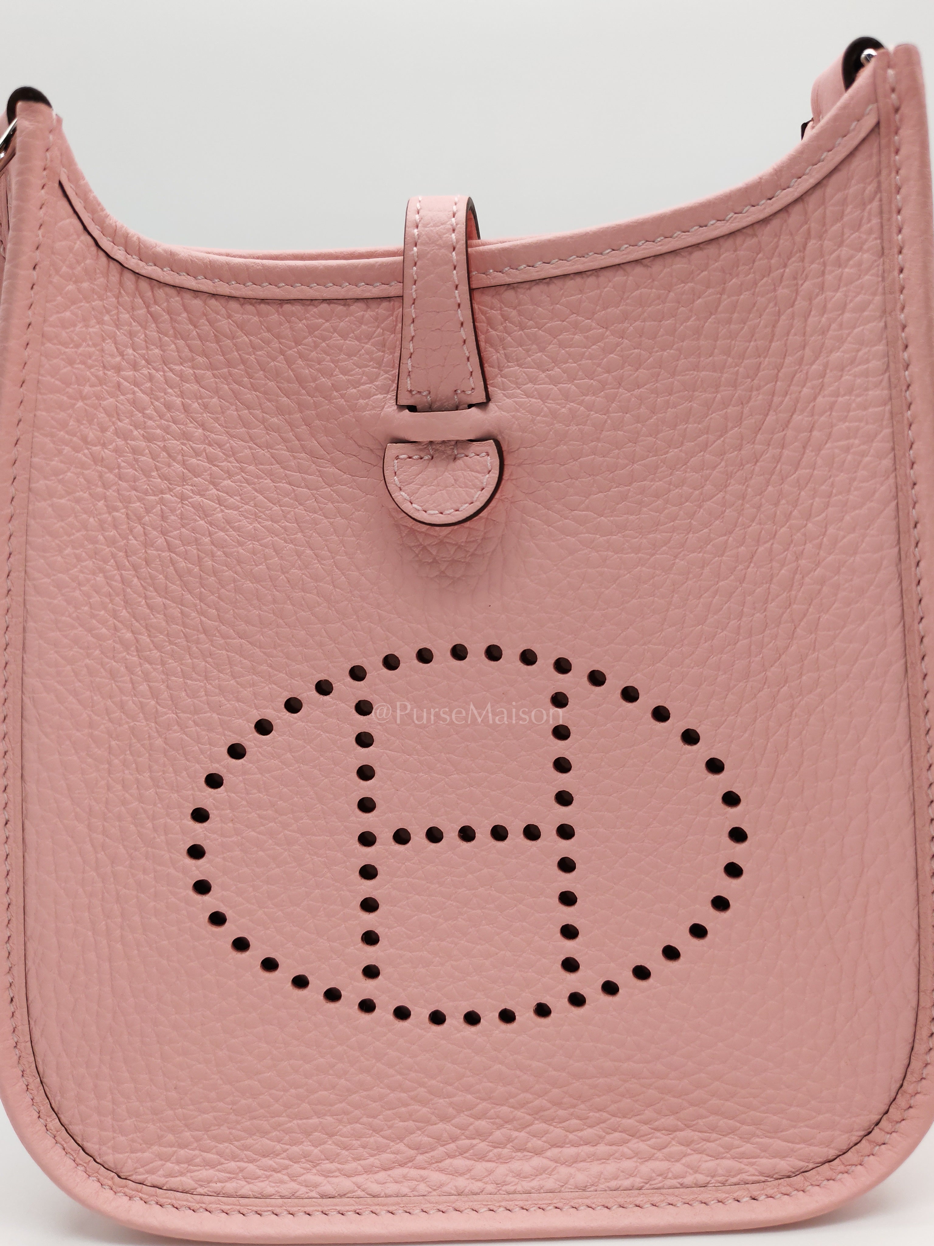 Mini Evelyne TPM in Rose Sakura Clemence Leather and Palladium Hardware Stamp K (2025) | Purse Maison Luxury Bags Shop