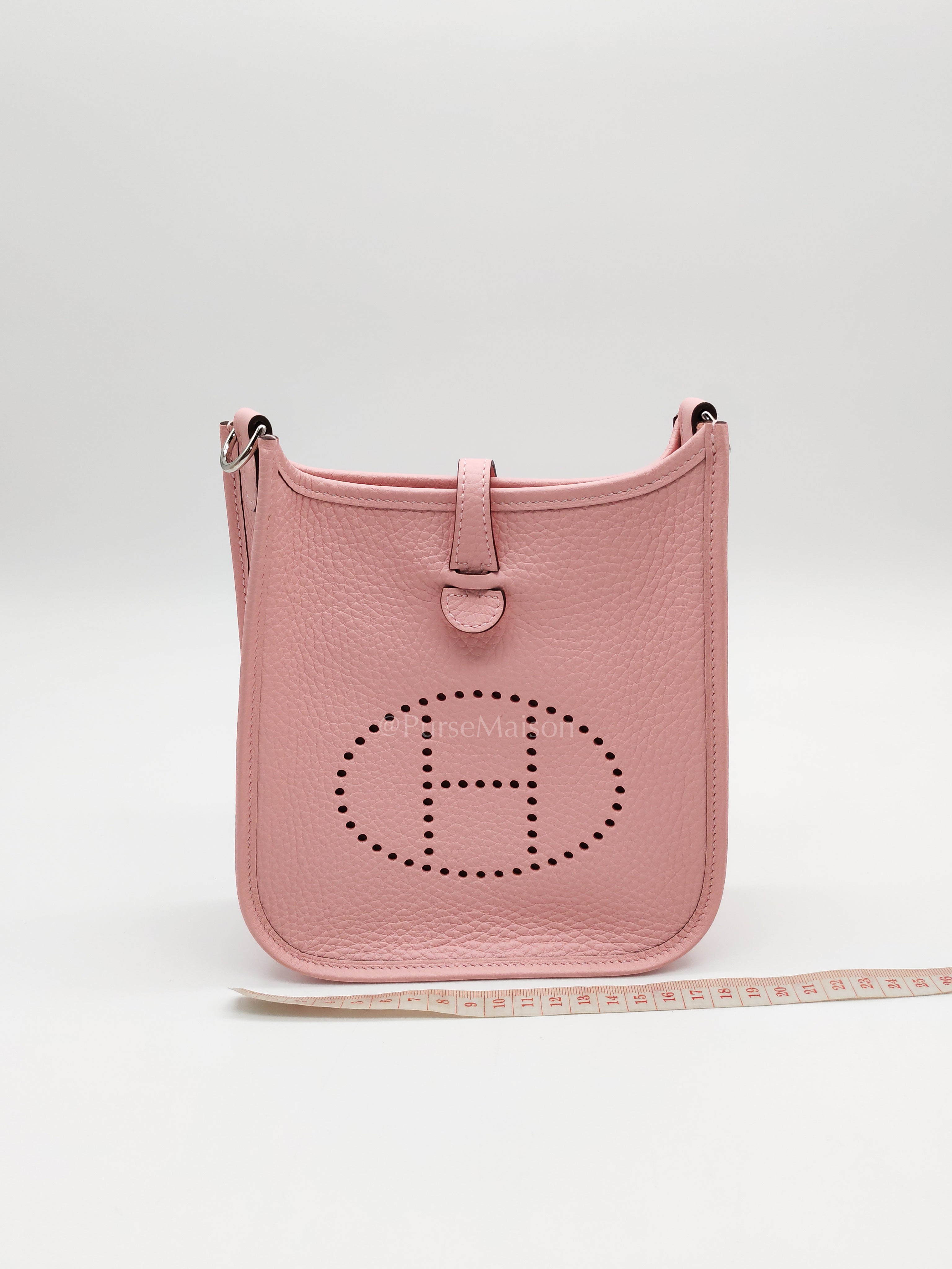 Mini Evelyne TPM in Rose Sakura Clemence Leather and Palladium Hardware Stamp K (2025) | Purse Maison Luxury Bags Shop