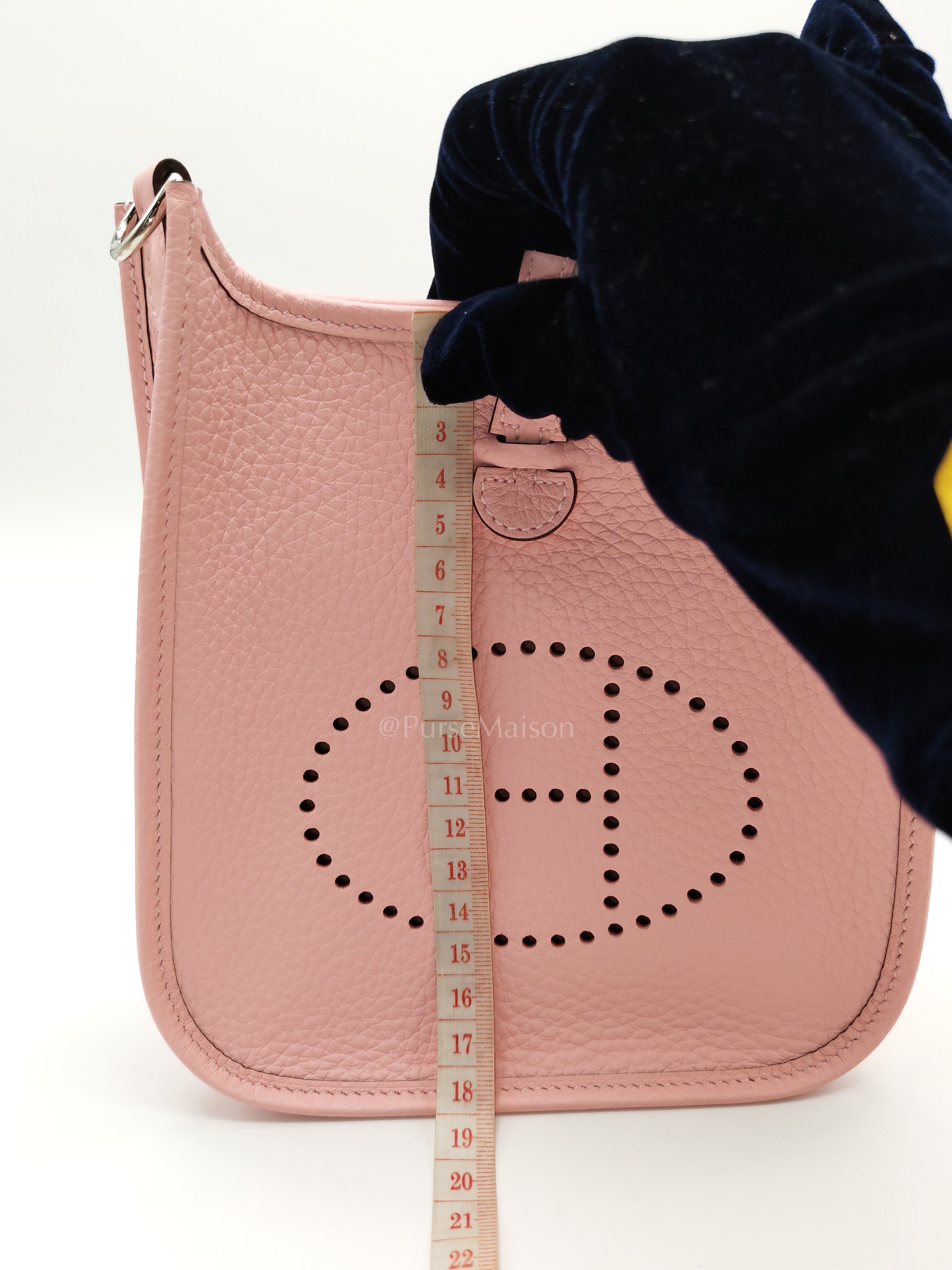 Mini Evelyne TPM in Rose Sakura Clemence Leather and Palladium Hardware Stamp K (2025) | Purse Maison Luxury Bags Shop