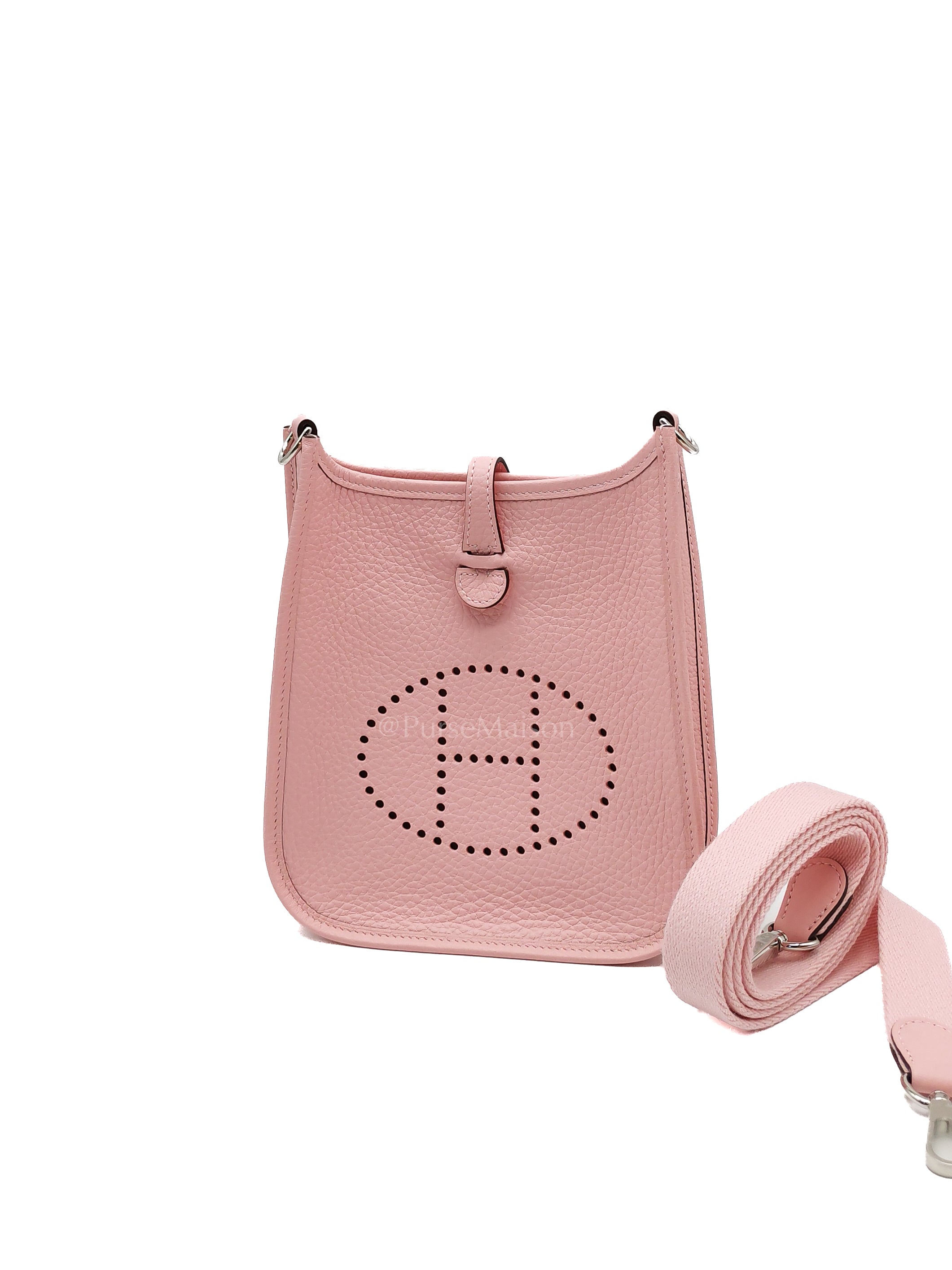 Mini Evelyne TPM in Rose Sakura Clemence Leather and Palladium Hardware Stamp K (2025) | Purse Maison Luxury Bags Shop