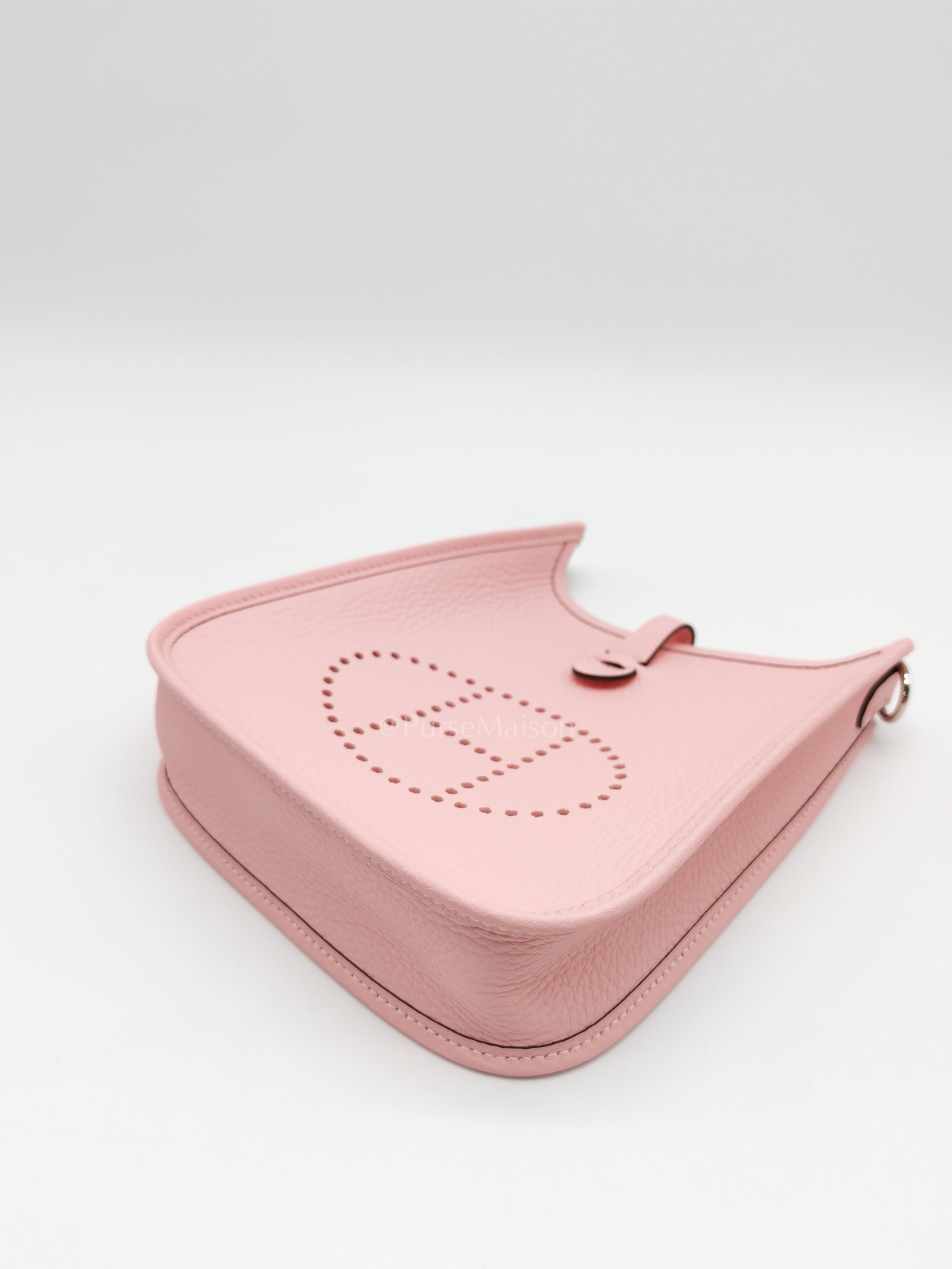 Mini Evelyne TPM in Rose Sakura Clemence Leather and Palladium Hardware Stamp K (2025) | Purse Maison Luxury Bags Shop
