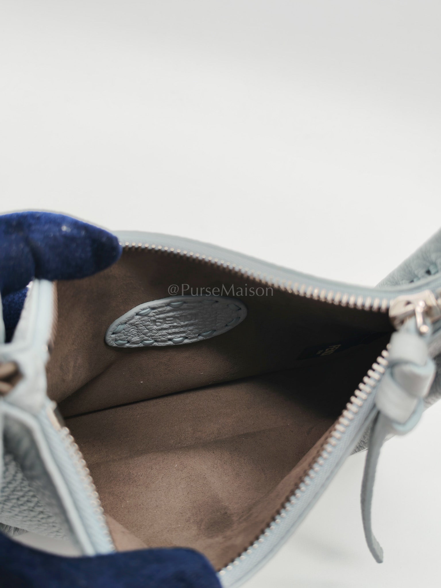 Mini Fendessence Cuoio Romano Leather in Light Blue Shoulder Bag | Purse Maison Luxury Bags Shop